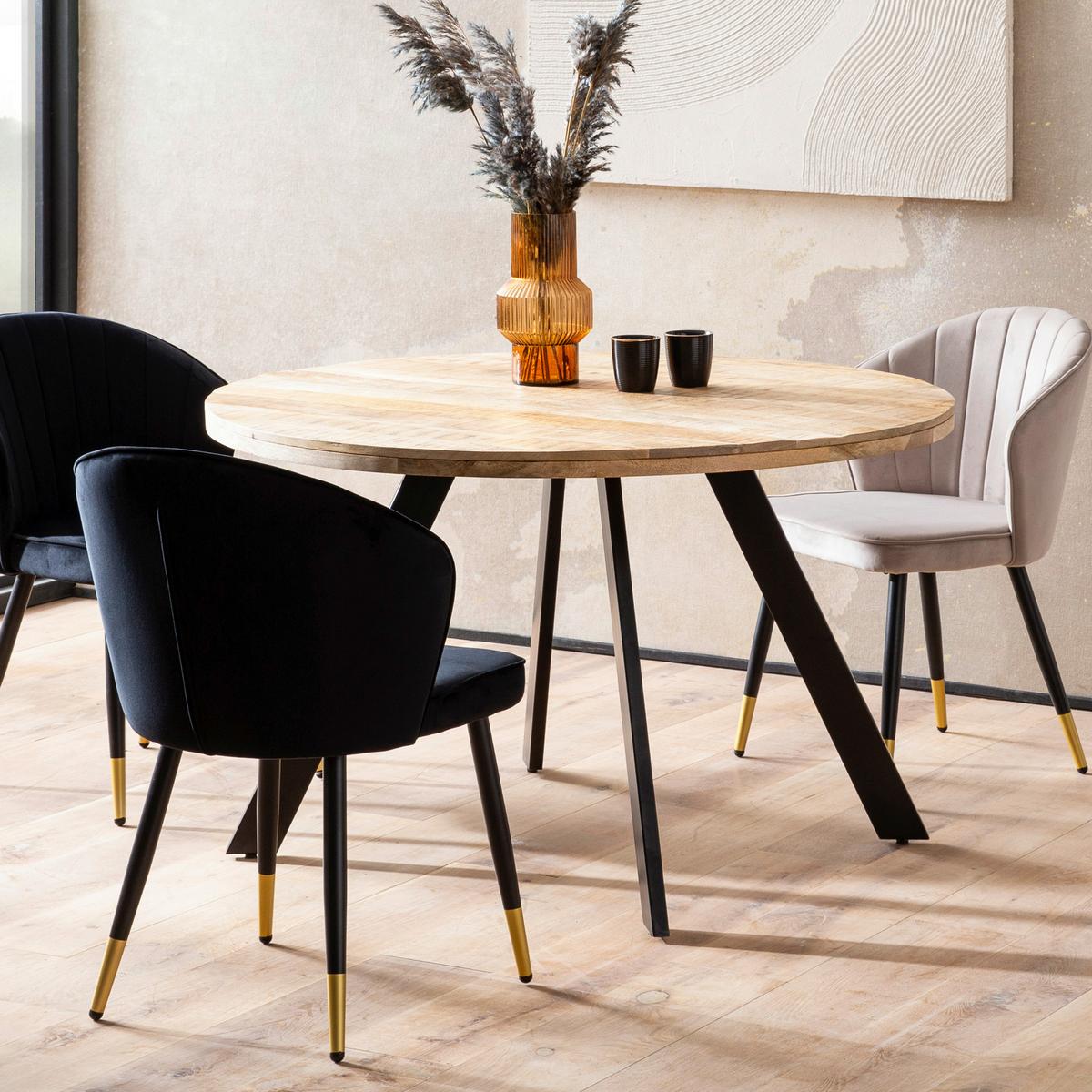 Esstisch Braun L: 120 cm - Schwarz/Braun, Design, Holz/Metall (120/120/76cm) - MID.YOU
