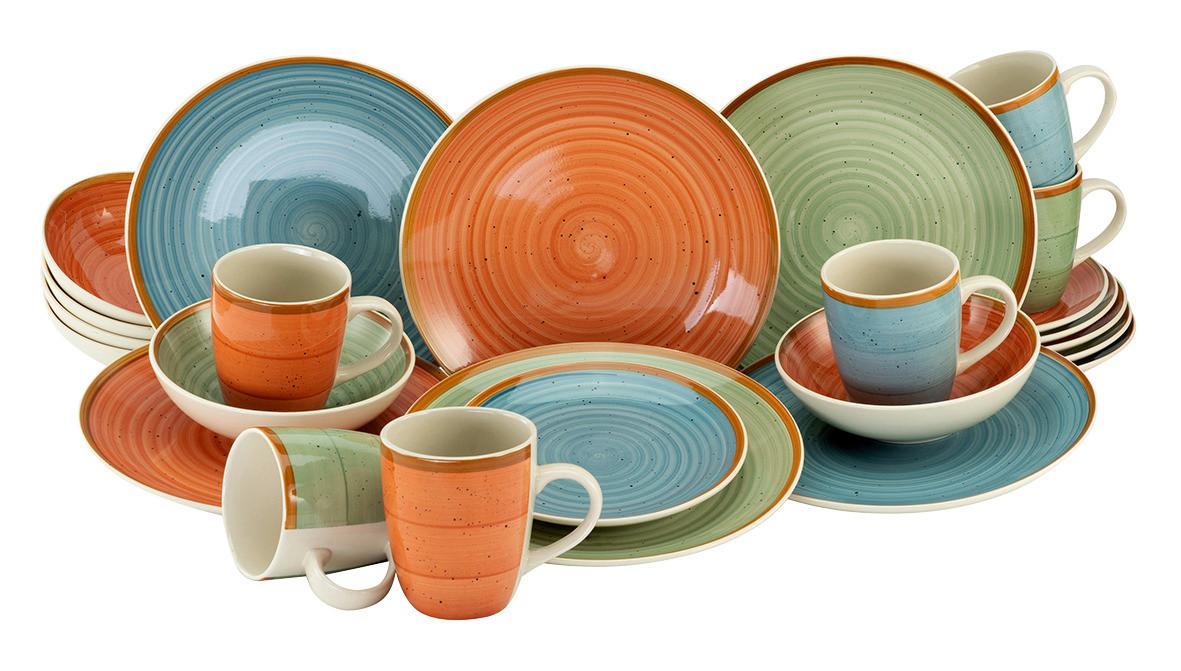 Kombiservice Keramik 6 Personen Handbemalt - Multicolor, KONVENTIONELL, Keramik - Creatable