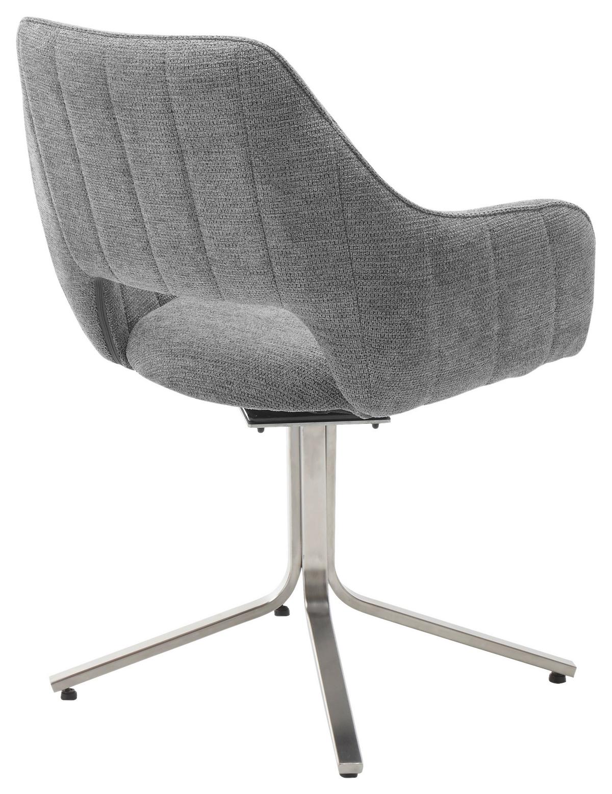 Židle s područkami Bacares, šedá - šedá/barvy nerez oceli, Lifestyle, kov/textil (62/88/63cm) - Premium Living
