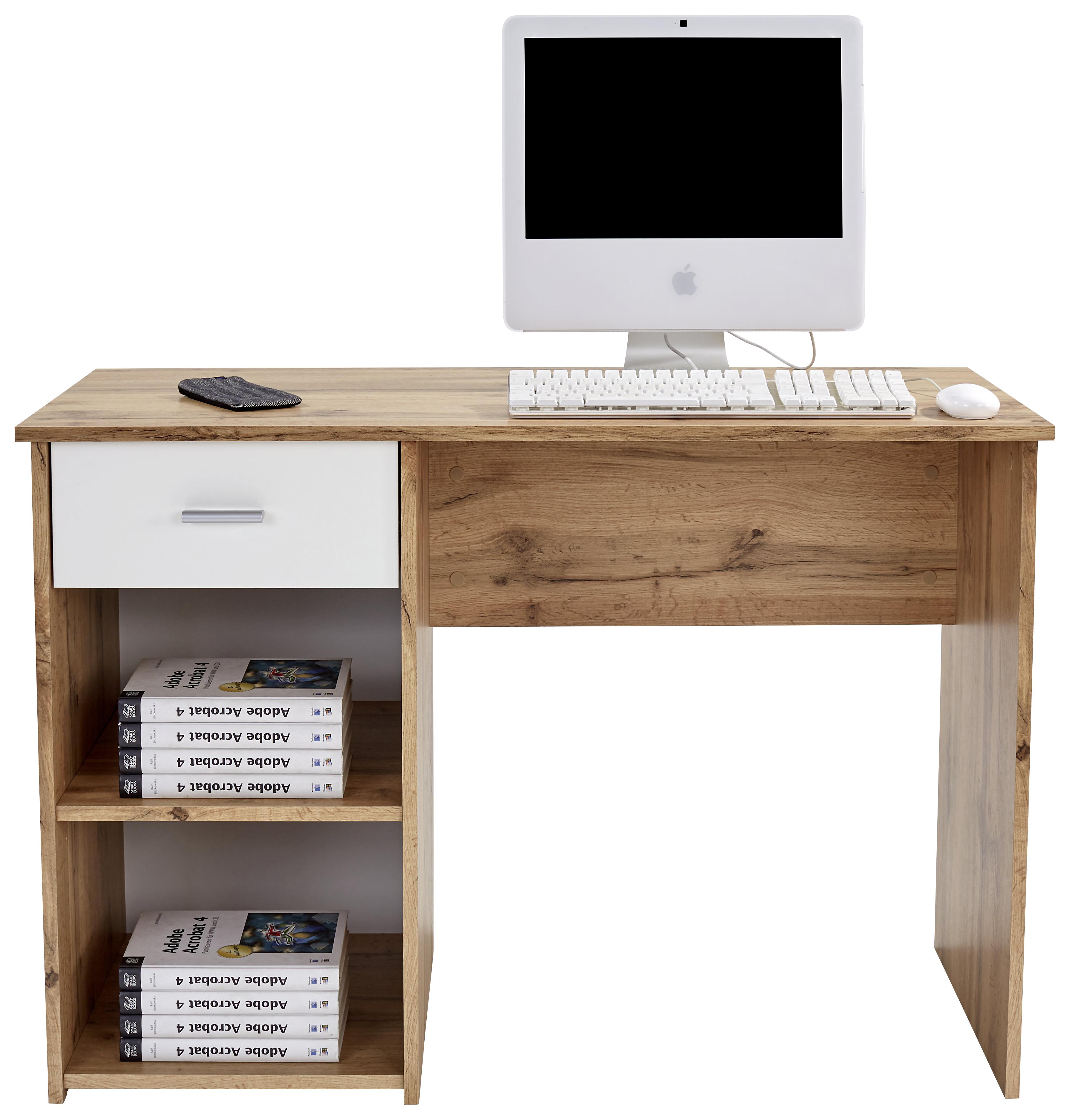 Schreibtisch mit Stauraum B 110 cm H 75cm Kubek 2, Eiche Dekor - Eichefarben/Weiß, MODERN, Holzwerkstoff (110/75/50cm)