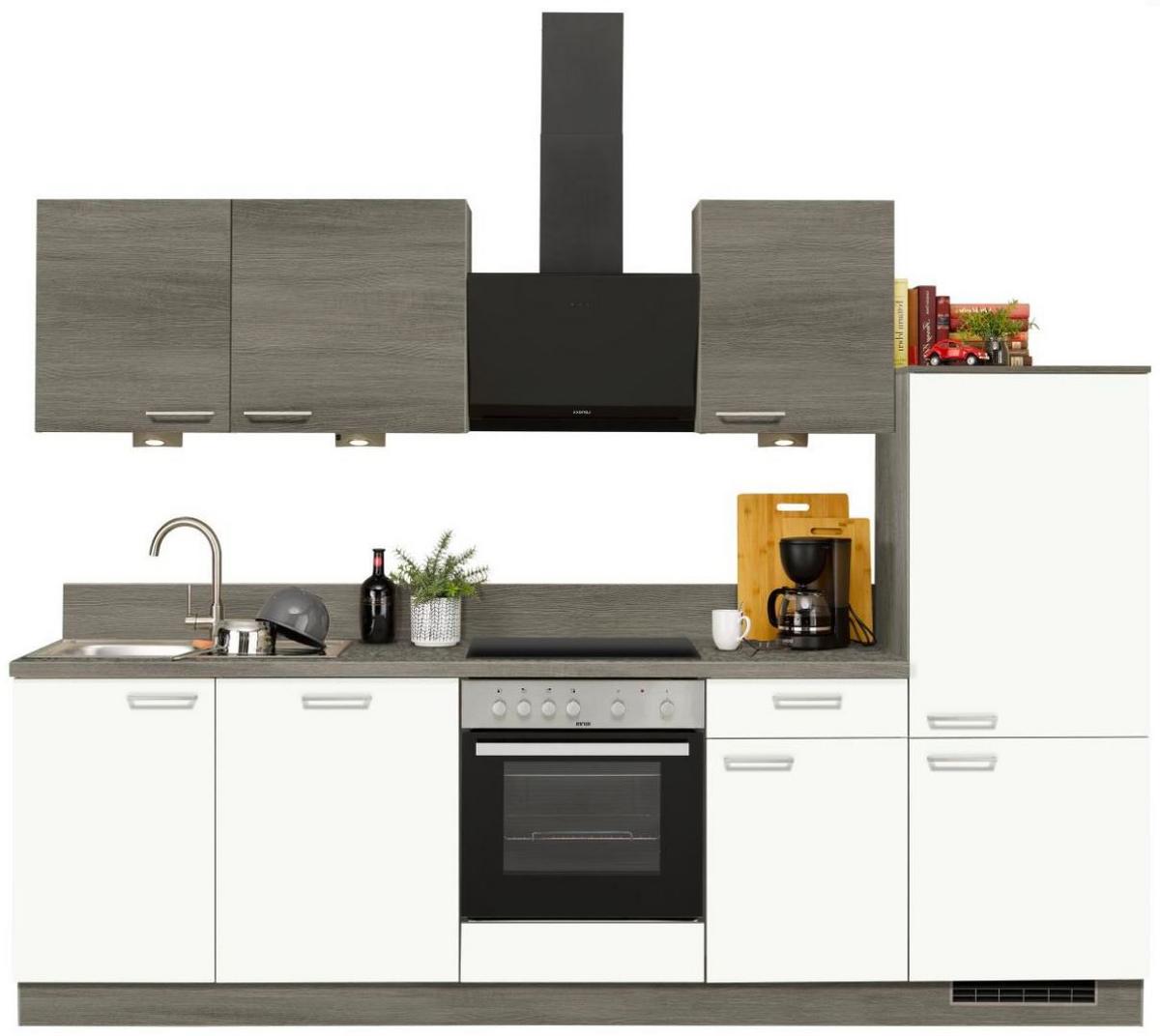 Küchenblock Win/Plan B: 280 cm Eiche Grau/Weiß - Basics, Holzwerkstoff (280cm) - Express