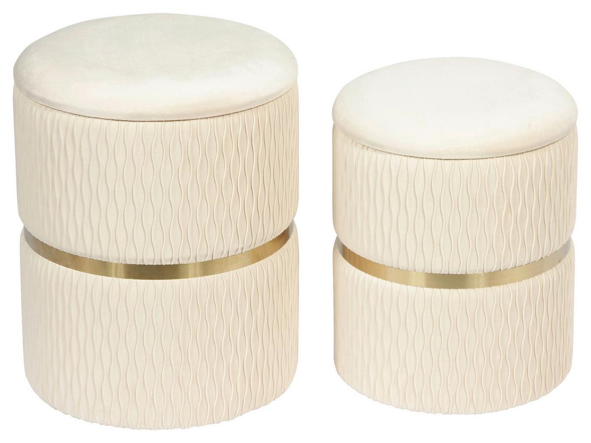 Hockerset Milas 100 2-Teilig Creme D: 36/31,5 cm - Goldfarben/Creme, KONVENTIONELL, Textil/Metall (31,5/36/38/44/31,5/36cm) - Kayoom