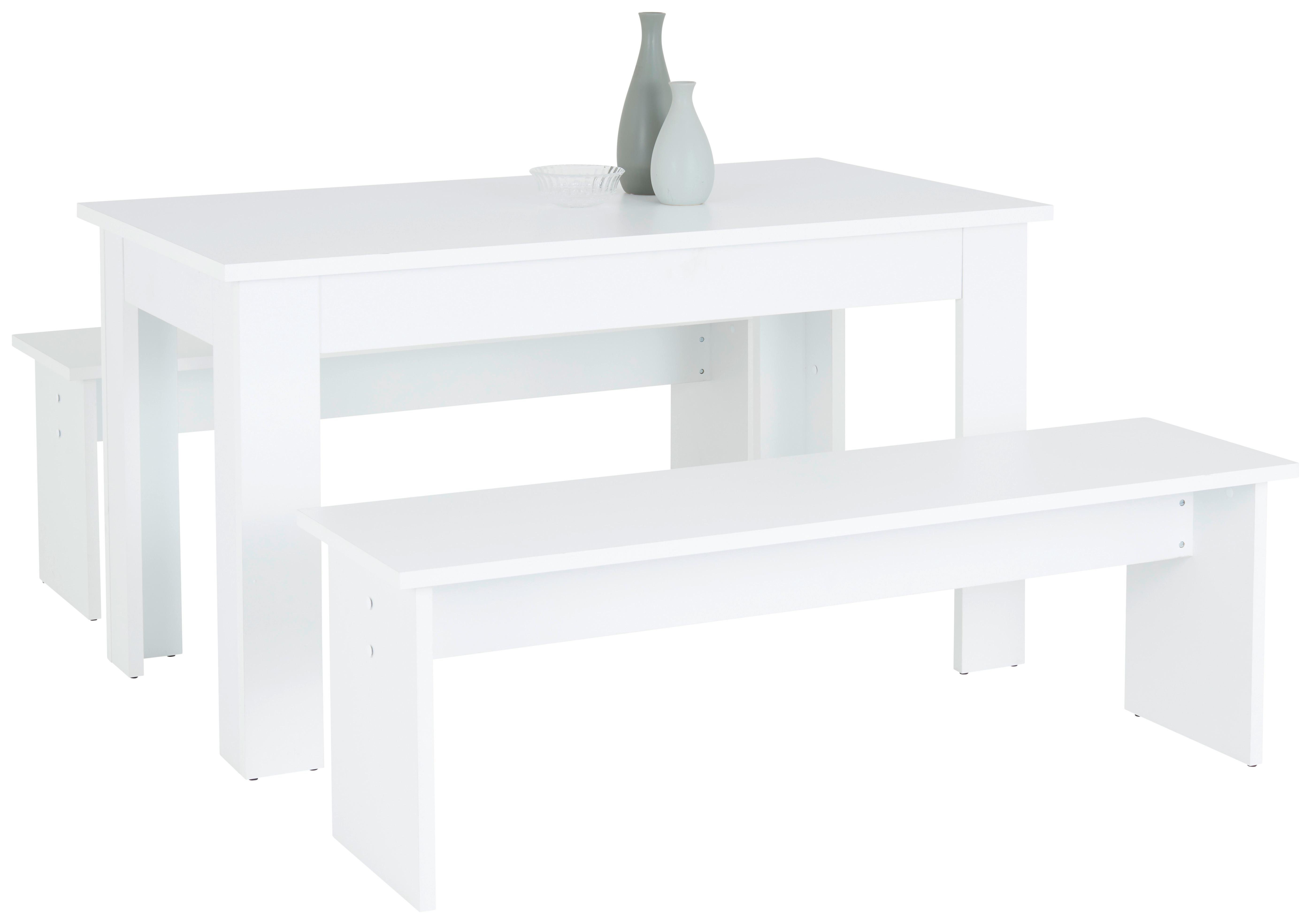Essgruppe Paris Pan 01 3-teilig Dekor Weiß - Weiß, KONVENTIONELL, Holzwerkstoff (137/77/75cm)
