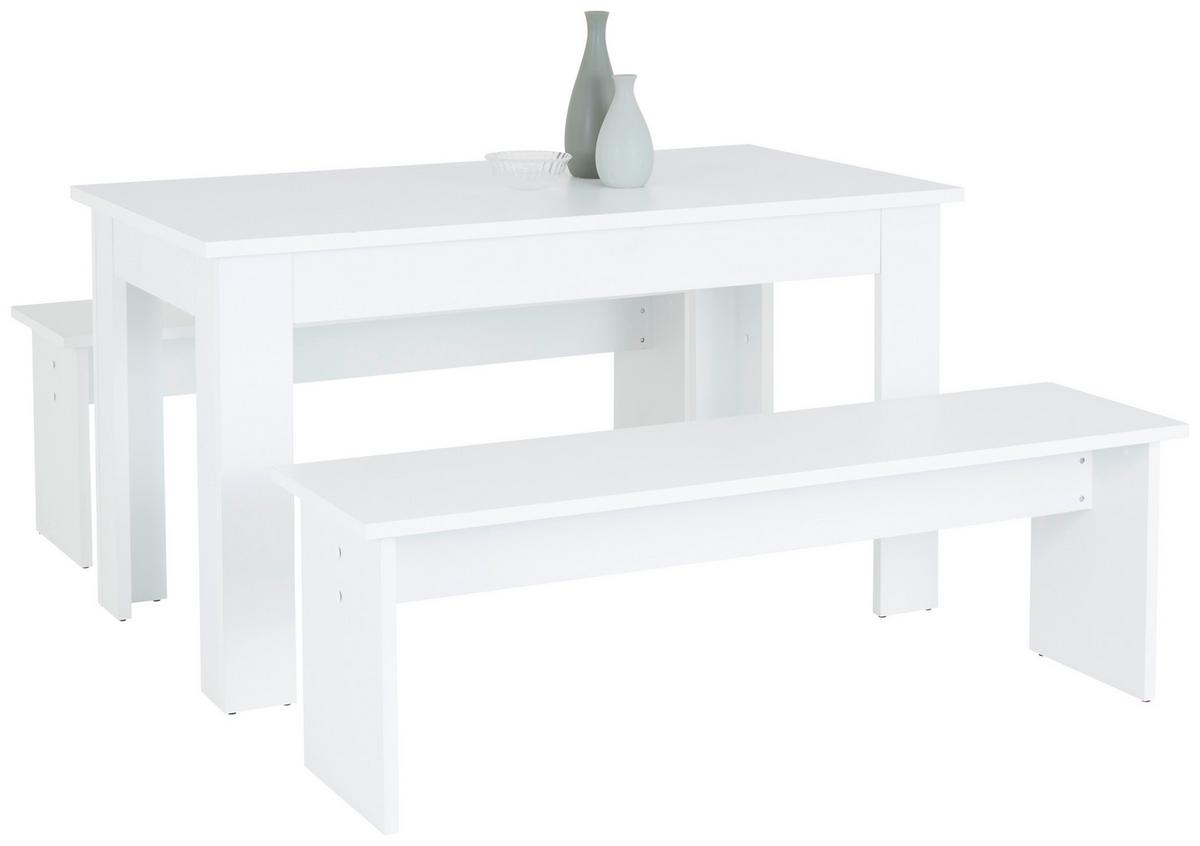 Essgruppe Paris Pan 01 3-Teilig Dekor Weiß - Weiß, KONVENTIONELL, Holzwerkstoff (137/77/75cm)