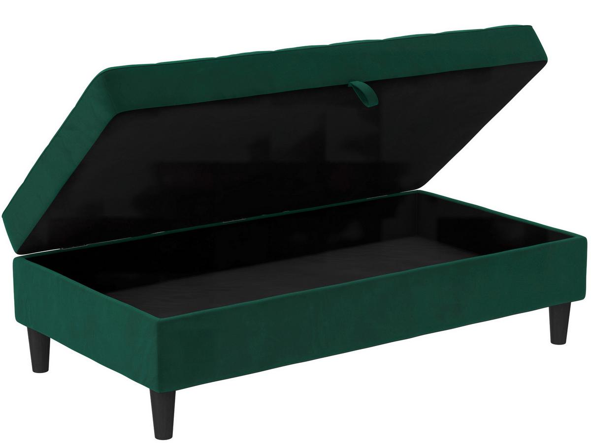 Hocker Palermo Dunkelgrün, mit Stauraum - Dunkelgrün/Schwarz, Basics, Textil (130/43/69cm) - Livetastic