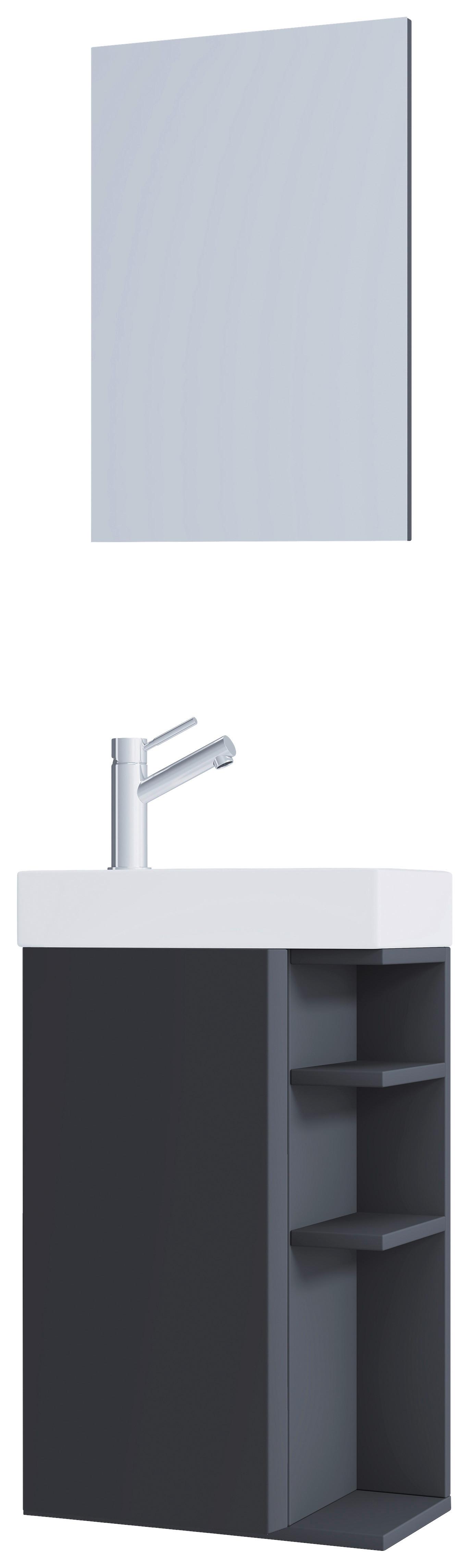 Gästebad Lumia - Anthrazit/Weiß, MODERN, Glas/Keramik (40cm) - MID.YOU