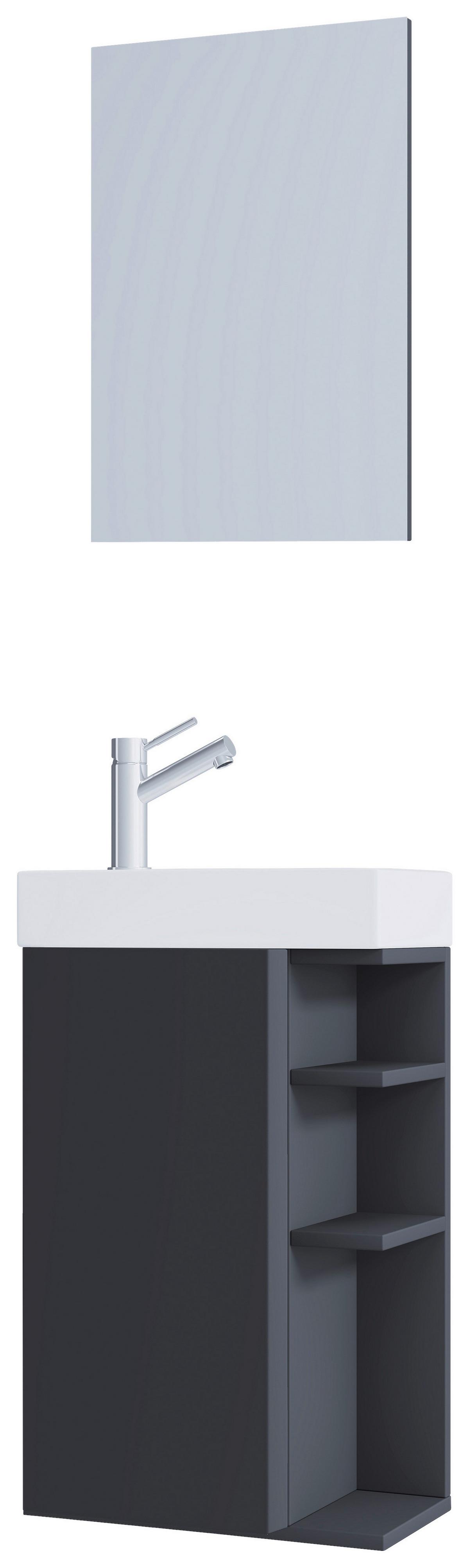 Gästebad Lumia - Anthrazit/Weiß, MODERN, Glas/Keramik (40cm) - MID.YOU