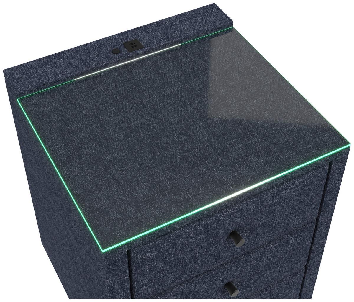Nočný stolík UNIVERSAL modrá - modrá, Konventionell, kompozitné drevo/textil (48/68/45,5cm) - Premium Living