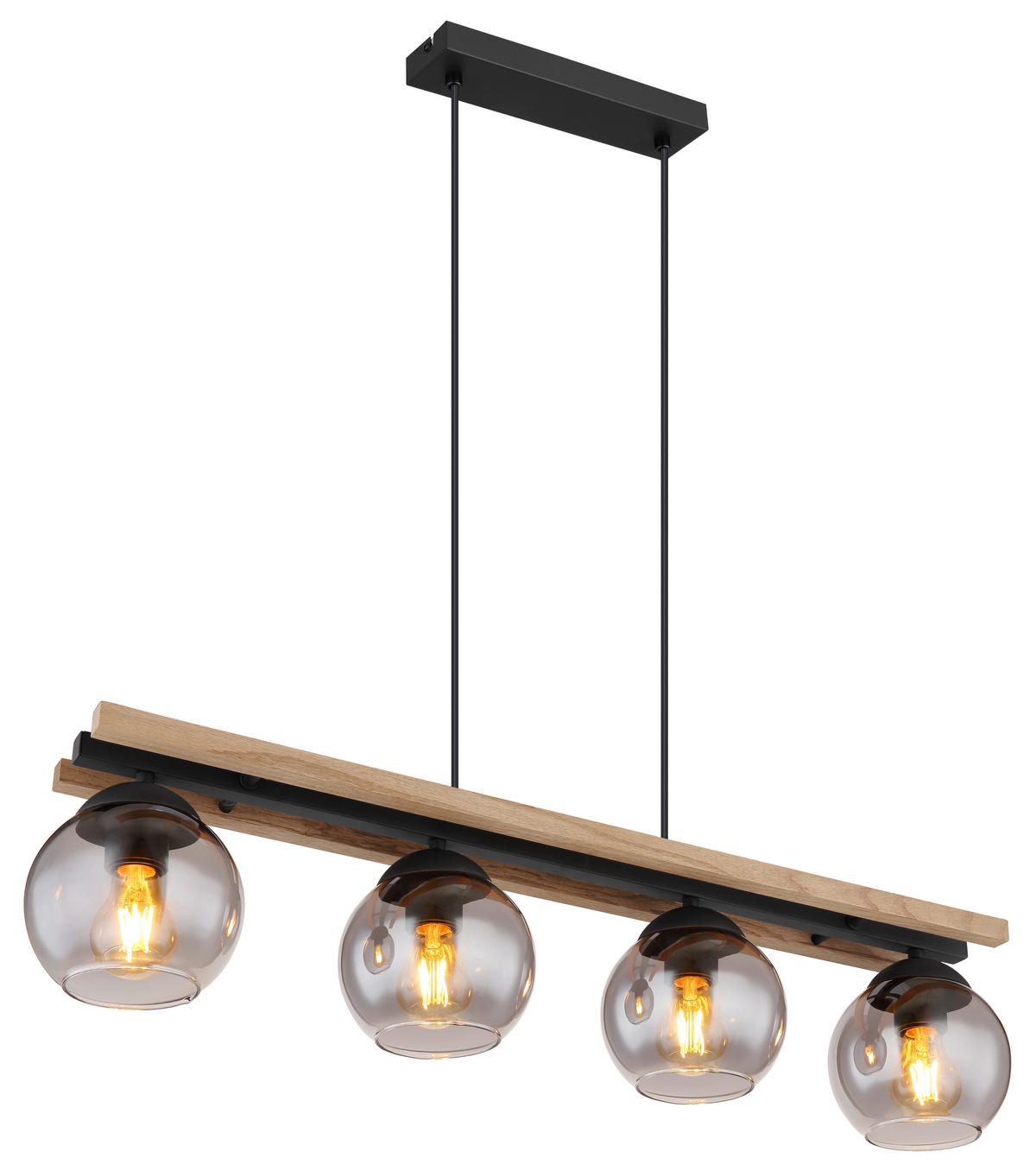 Függőlámpa 15569-4hw - sötétbarna/fekete, Natur, Üveg/fa (85/15/120cm) - Globo