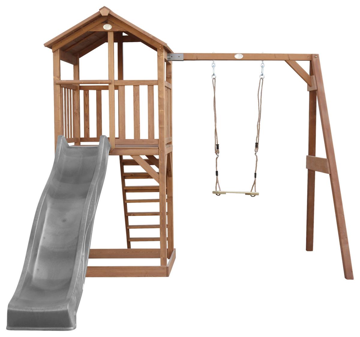 Spielturm A025.121.80 - Braun/Grau, KONVENTIONELL, Holz/Kunststoff (283,6/241,9/349cm) - Ambia Garden