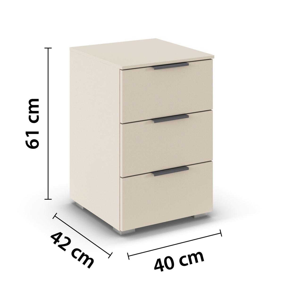 Nachtkästchen Alabama Super Champagnerfarben, B: 40cm - Champagner, Trend, Holzwerkstoff (40/61/42cm)