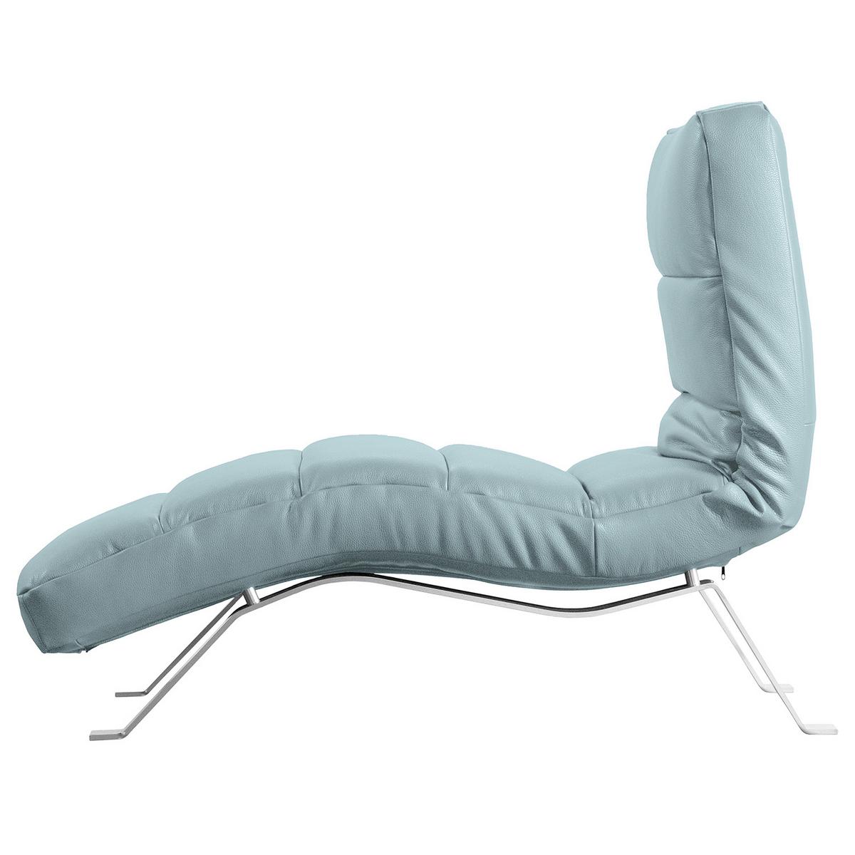 Relaxliege Swing Silver Blaugrau B: 65 cm - Silberfarben/Blaugrau, Design, Leder (65/65-95/171cm) - Livetastic