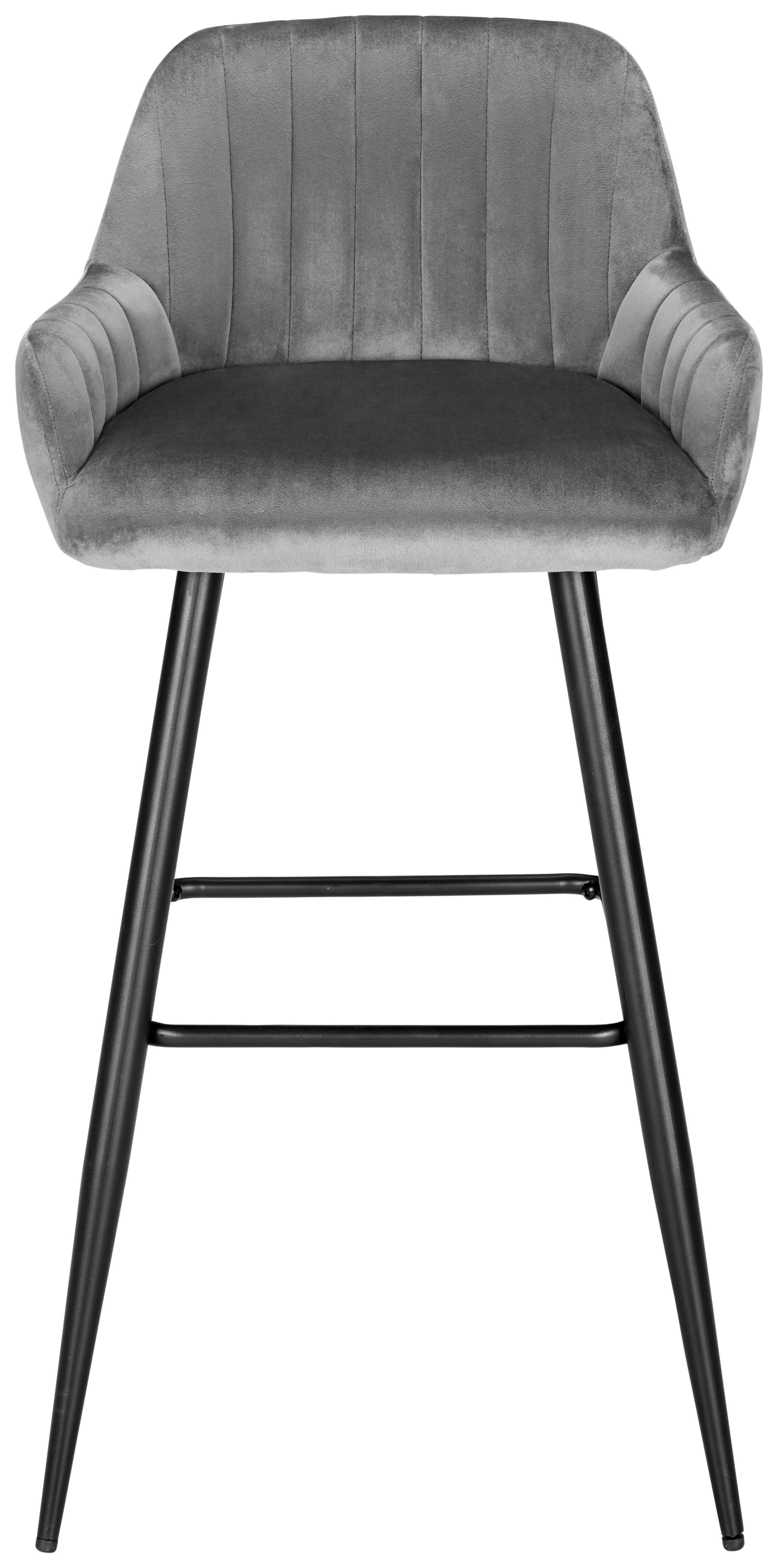 Barová Židle Martha - šedá/černá, Moderní, kov/textil (50/99/53,5cm) - Modern Living