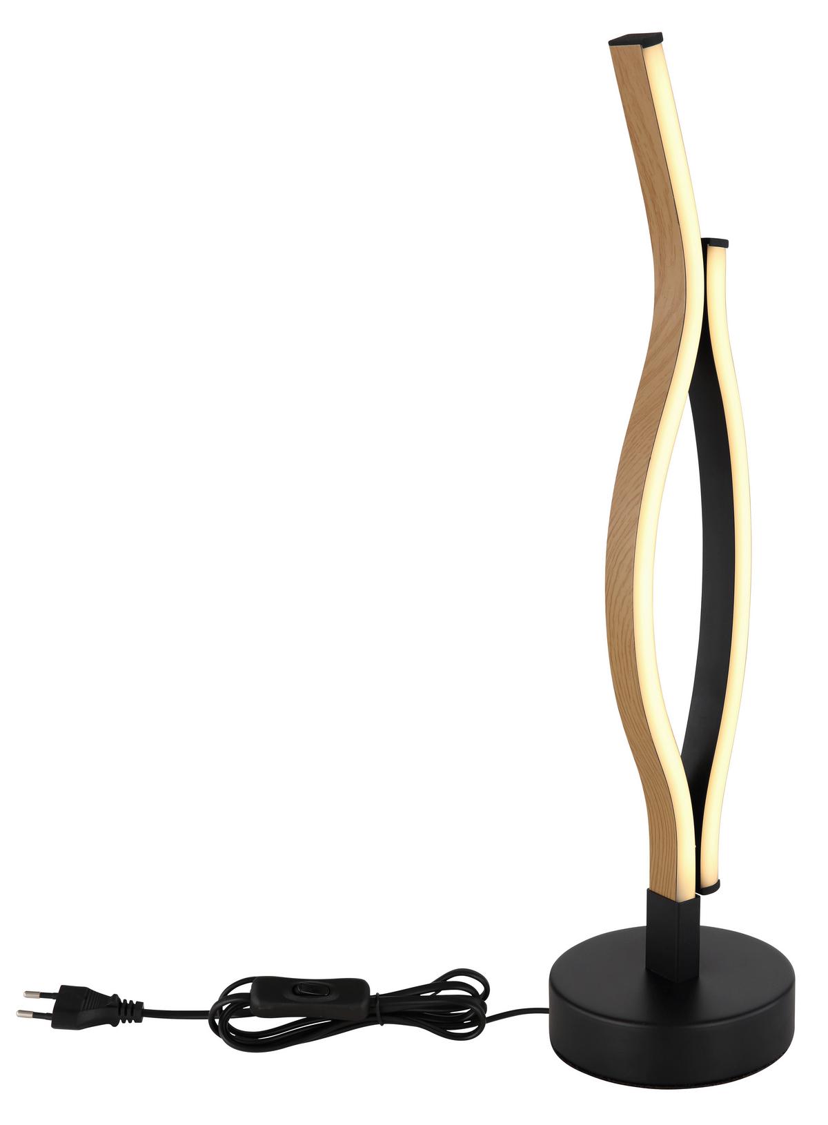 Led-tischleuchte Geronimo Schwarz Weiß Braun D: 12 Cm - Dunkelbraun/Schwarz, Natur, Kunststoff/Metall (12/47cm) - Globo