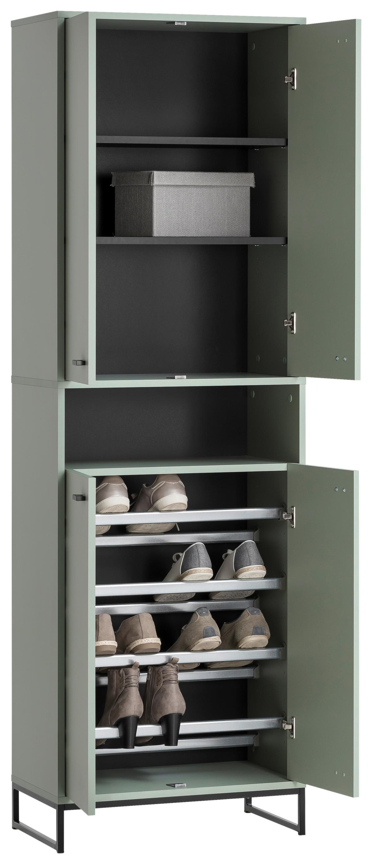 Schuhschrank Janne Schuhschrank 600 Nische - Schwarz/Grün, LIFESTYLE, Holzwerkstoff (60,2/185,5/33,1cm) - MID.YOU