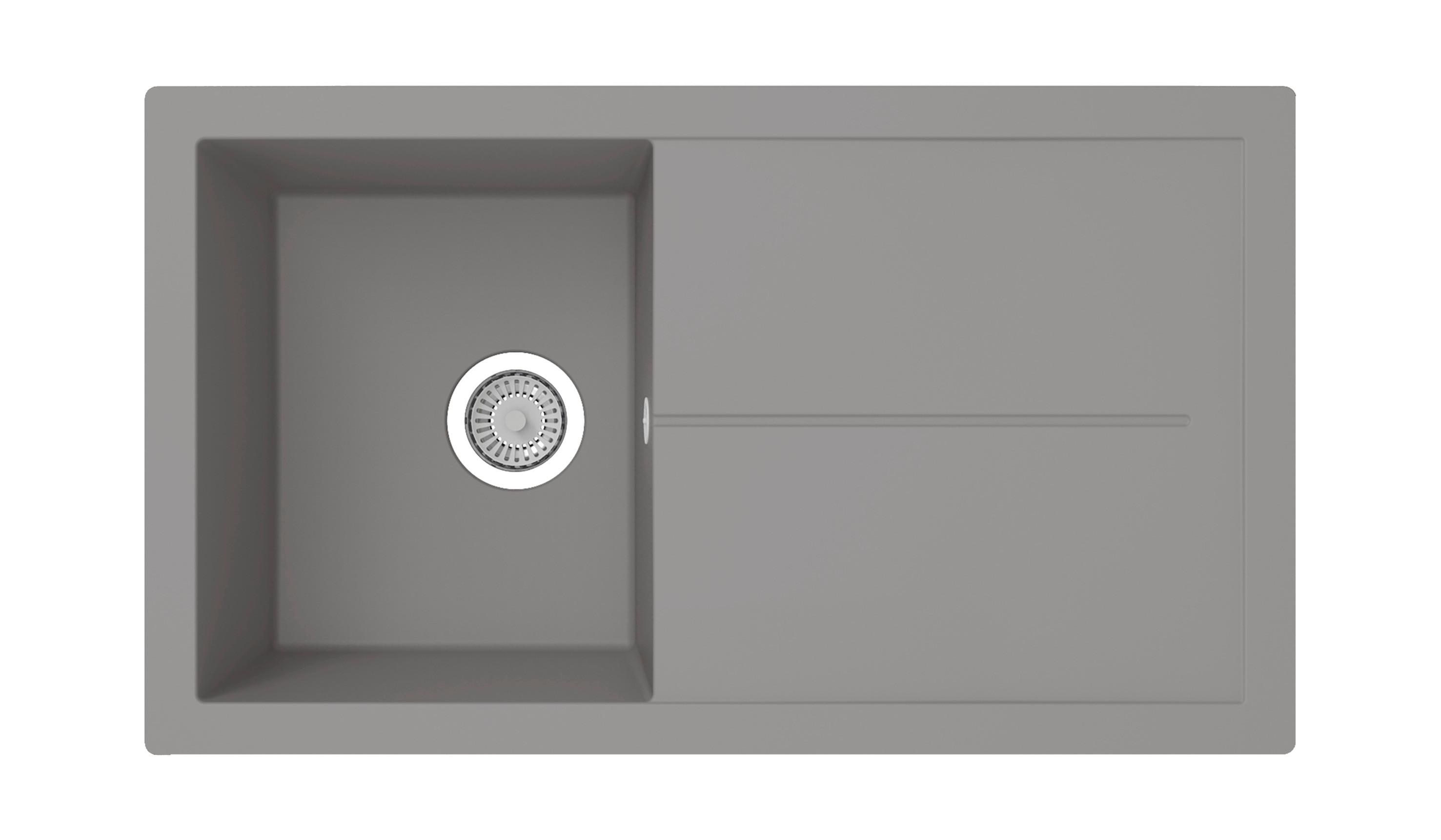 Spüle Cleveland Grau 86x21,4 Cm - Grau, Basics, Glas/Kunststoff (86/21,4/50cm) - Respekta