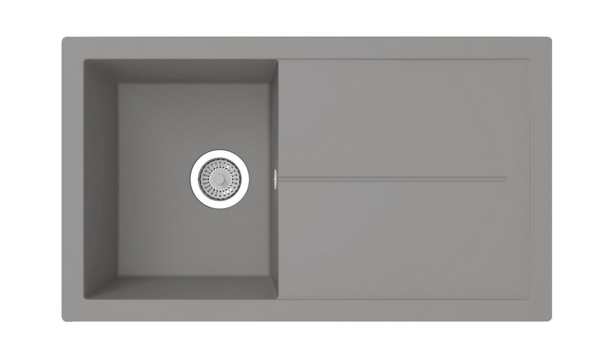 Spüle Cleveland Grau 86x21,4 Cm - Grau, Basics, Glas/Kunststoff (86/21,4/50cm) - Respekta