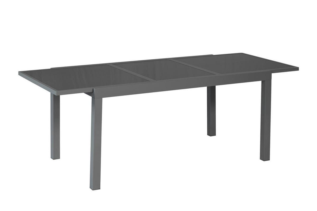 Gartentischgruppe Amalfi 7 -Teilig. Graphitfarben/Grau - Graphitfarben/Grau, KONVENTIONELL, Glas/Textil - Gardenson