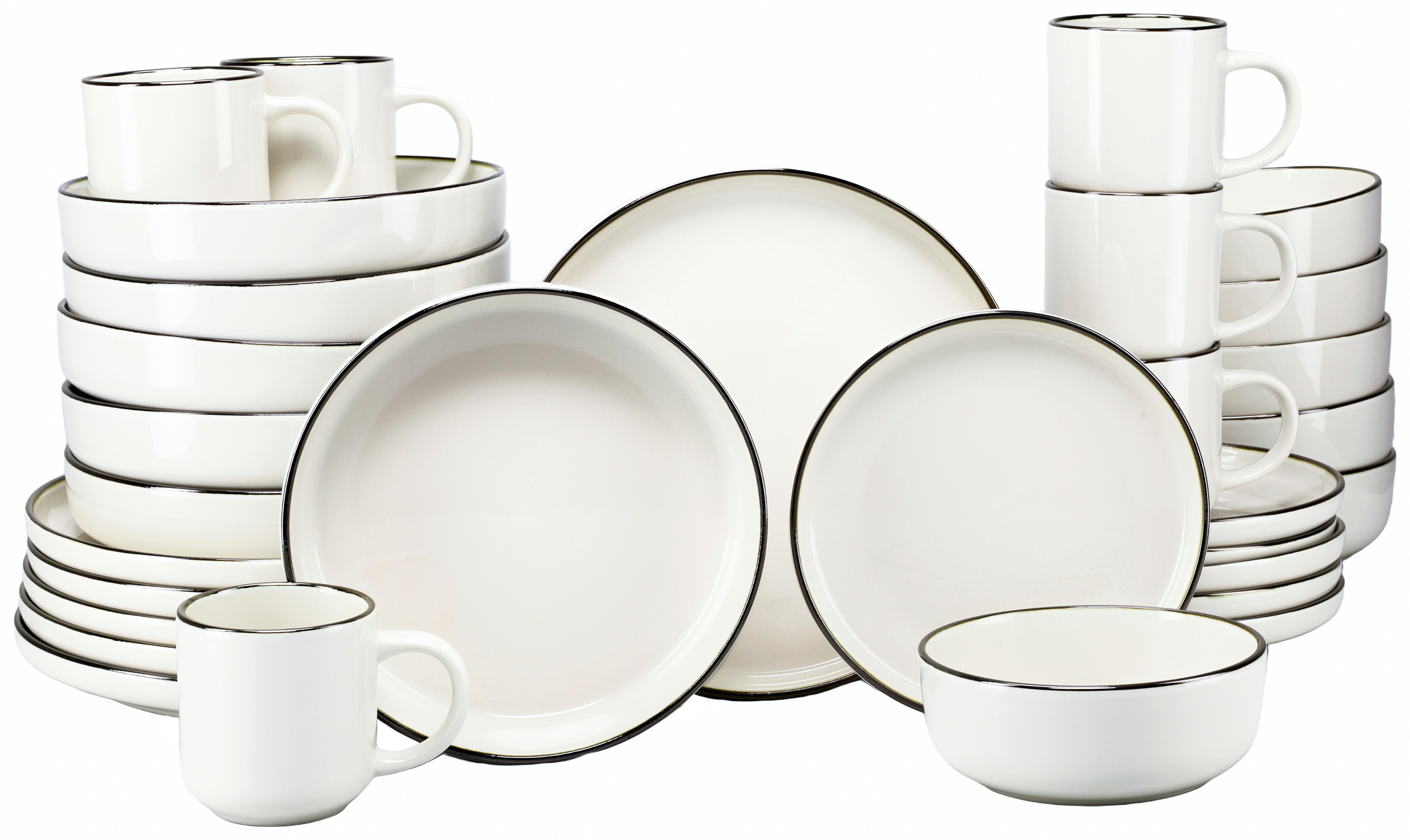 Kombiservice, 30-Teilig für 6 Personen, Steinzeug - Goldfarben/Creme, Basics, Keramik - Creatable