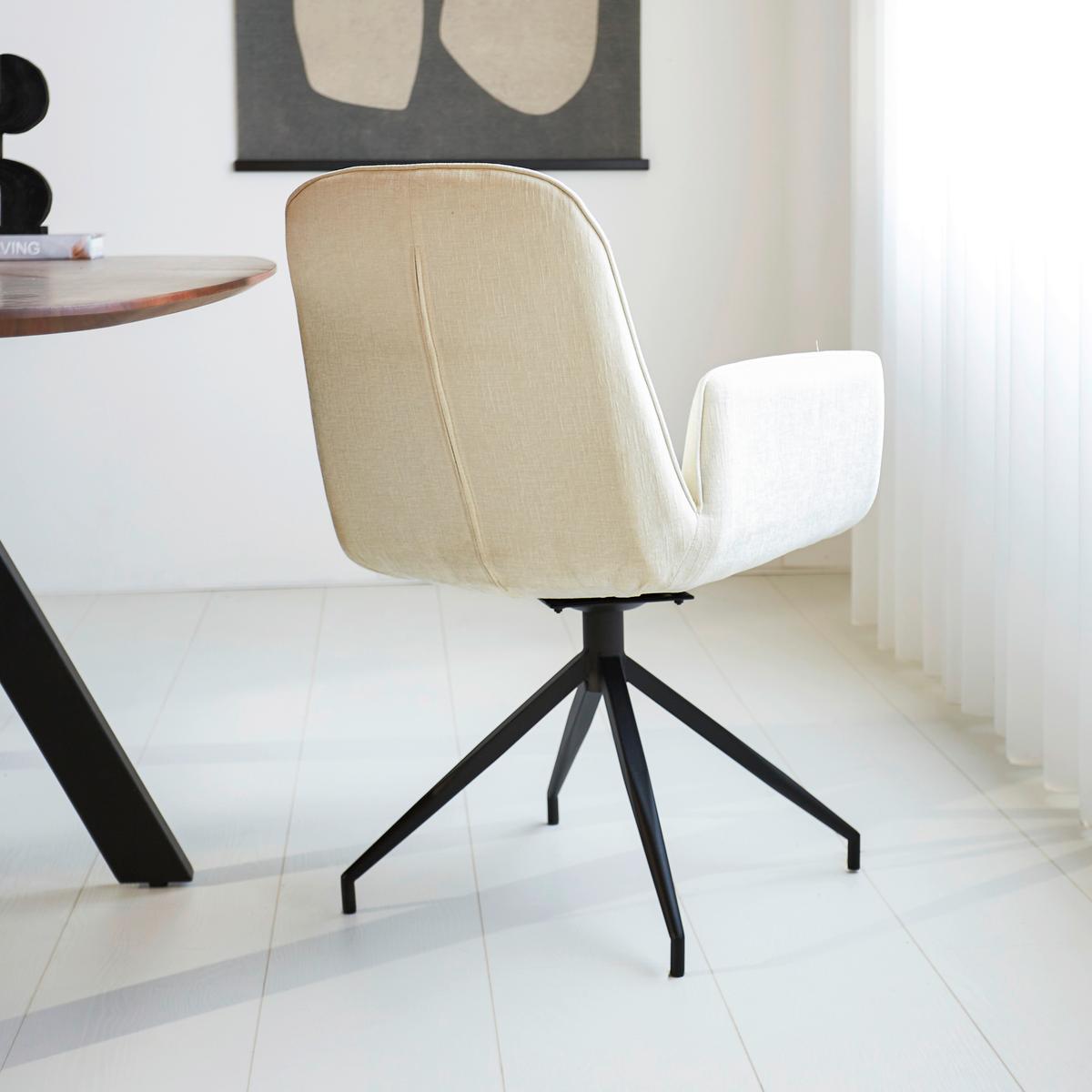 Armlehnstuhl Creme, Weiß, Beige, B: 61 Cm - Beige/Creme, MODERN, Textil/Metall (61/89/62cm) - MID.YOU