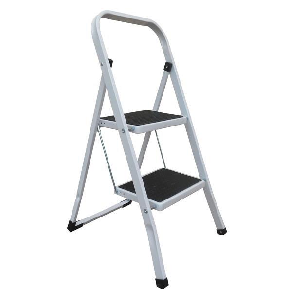 Klapptrittleiter 2 Stufen Anti-Rutsch - Schwarz/Weiß, Basics, Kunststoff/Metall (43,5/49/83,5cm) - Spirella
