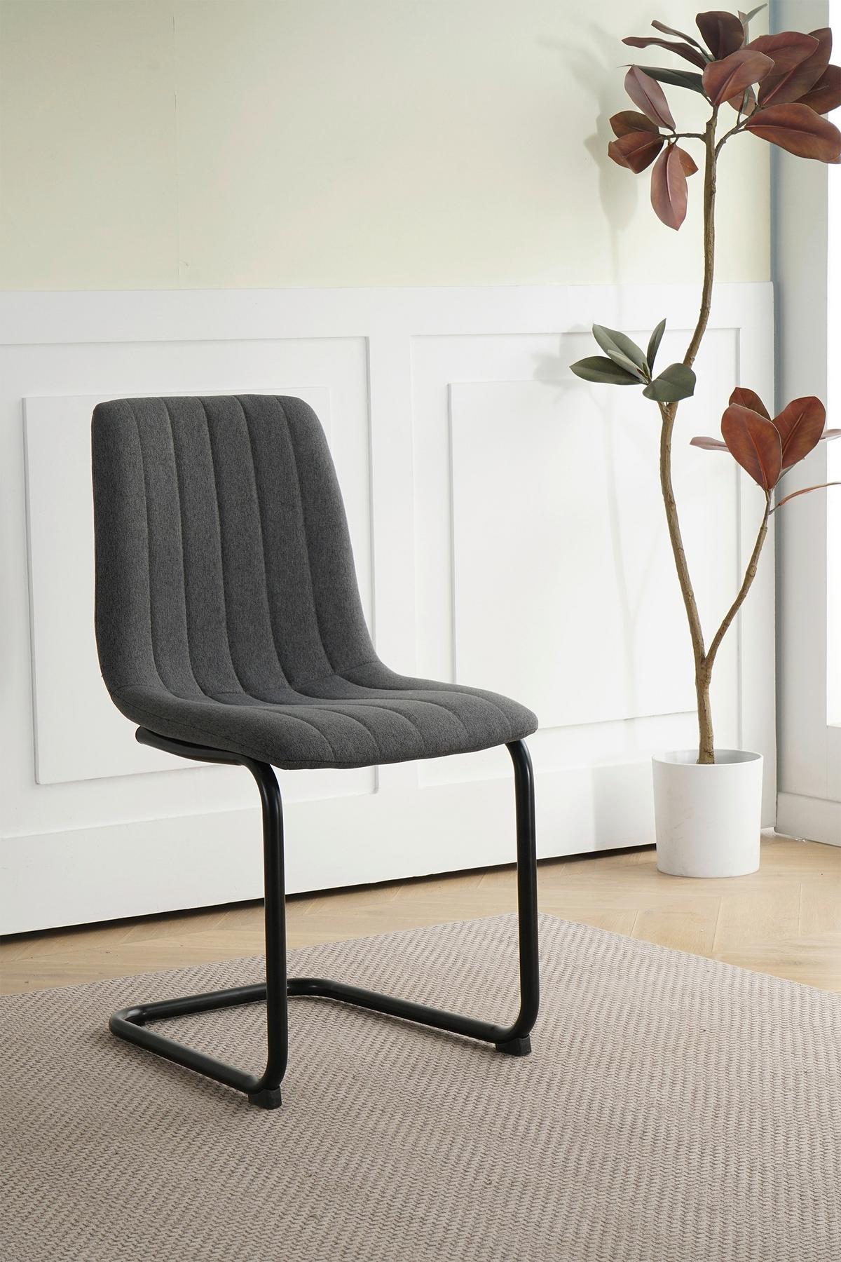 STUHL-SET Anthrazit, B: 43cm - Anthrazit/Schwarz, Design, Textil/Metall (43/87/53cm) - Livetastic