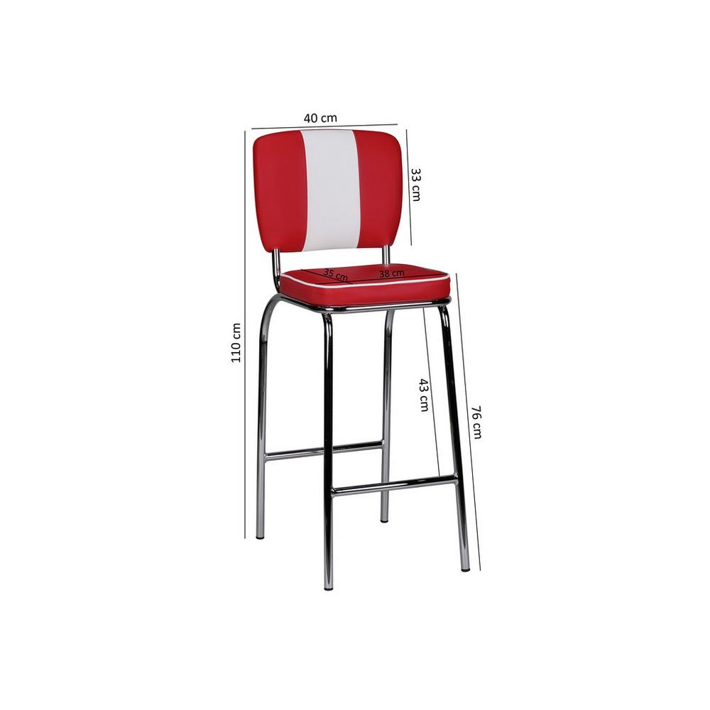 Barová Židle American Diner Červenobílá