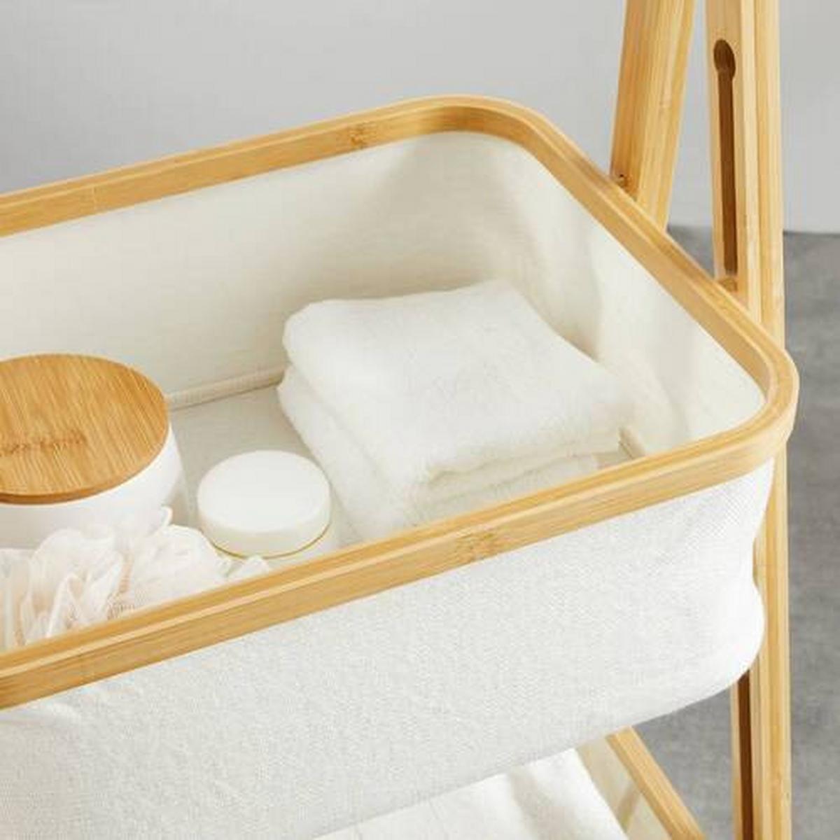 Úložný regál MISAKI krémový - krémová, Modern, drevo/textil (44/35/99cm) - Bessagi Home