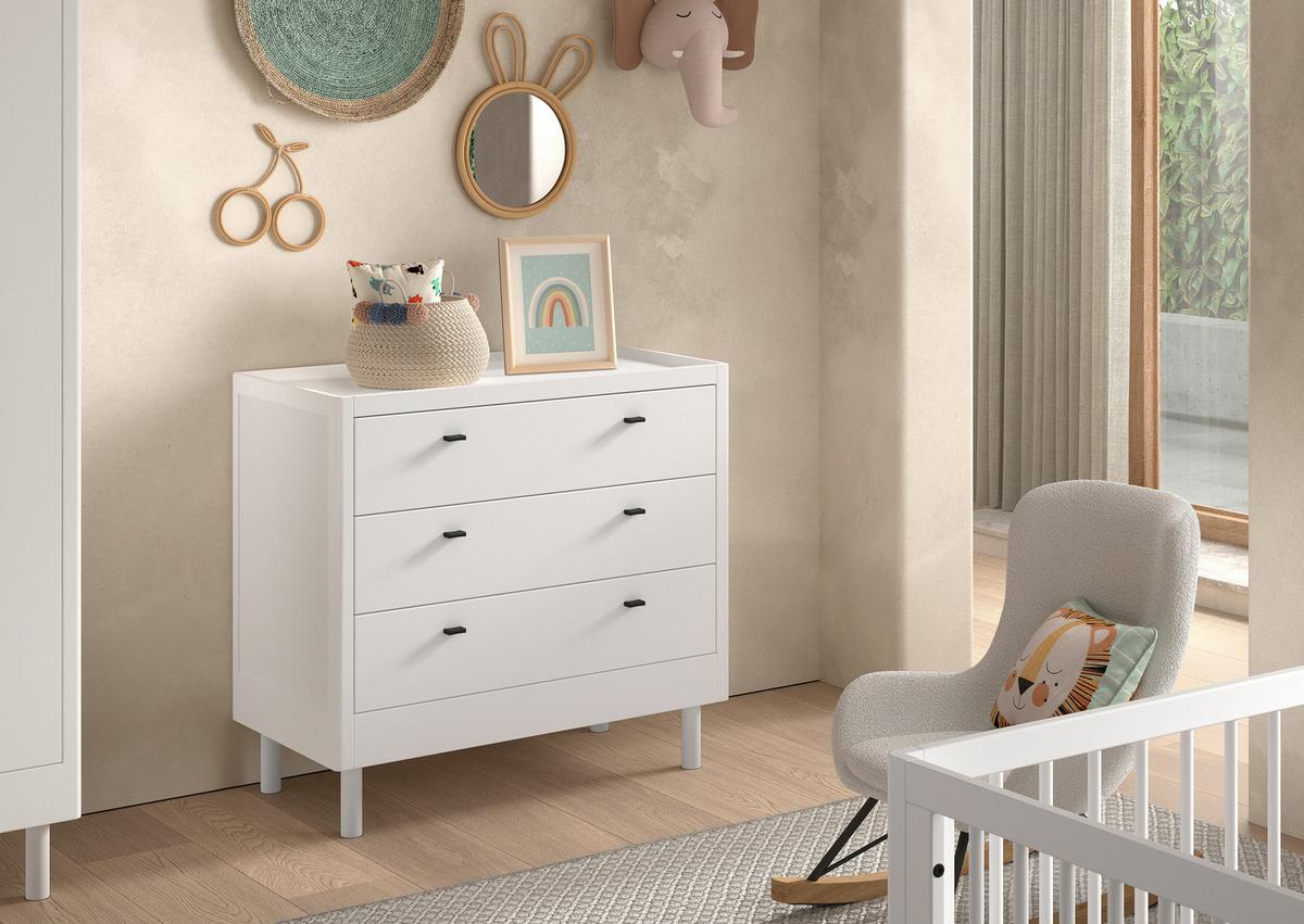 KOMMODE Forrest Weiß B: 100cm - Weiß, MODERN, Holz (100/95/55cm) - Vipack