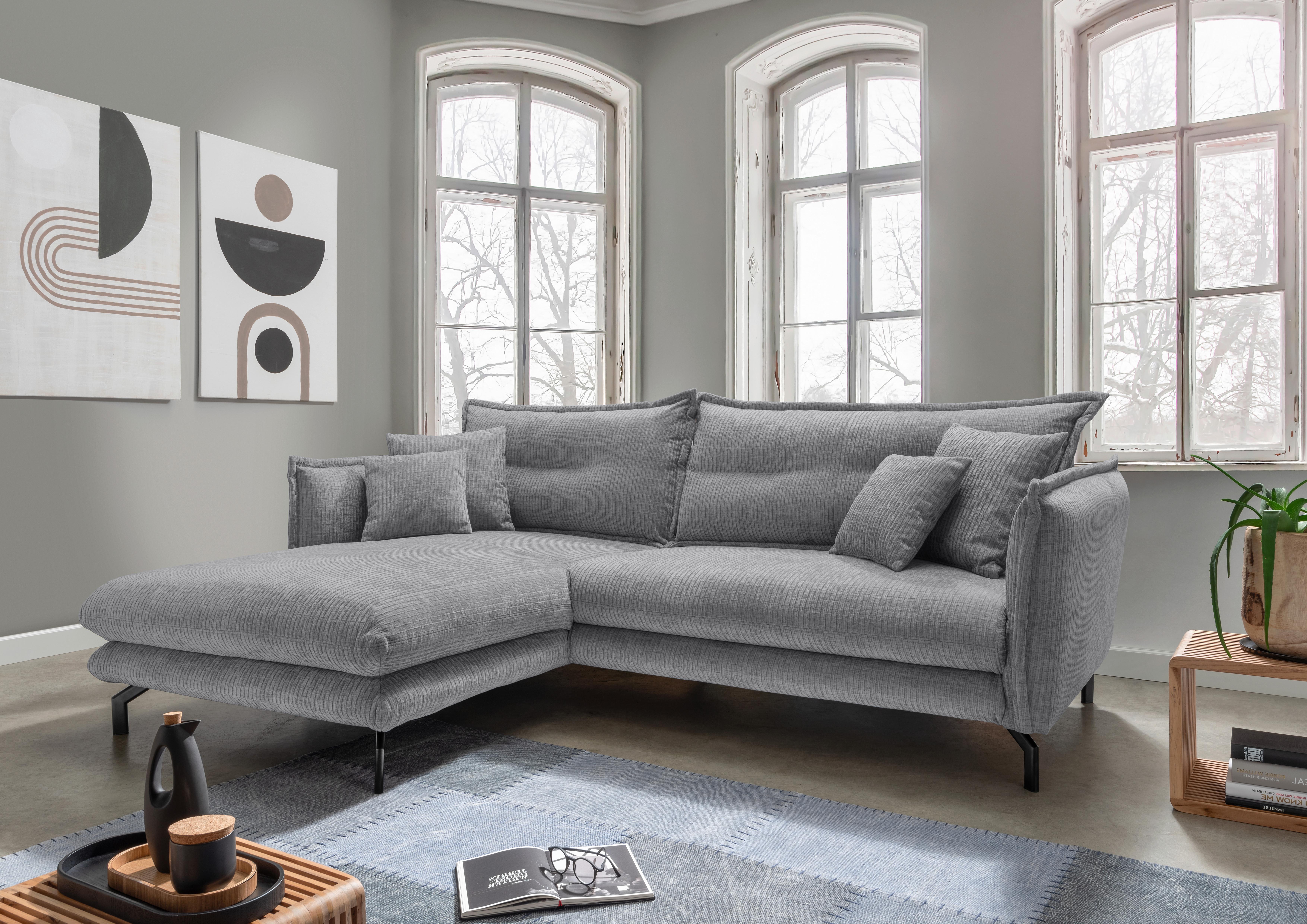 Ecksofa Lava - Schwarz/Grau, Design, Textil (180/255cm) - Livetastic