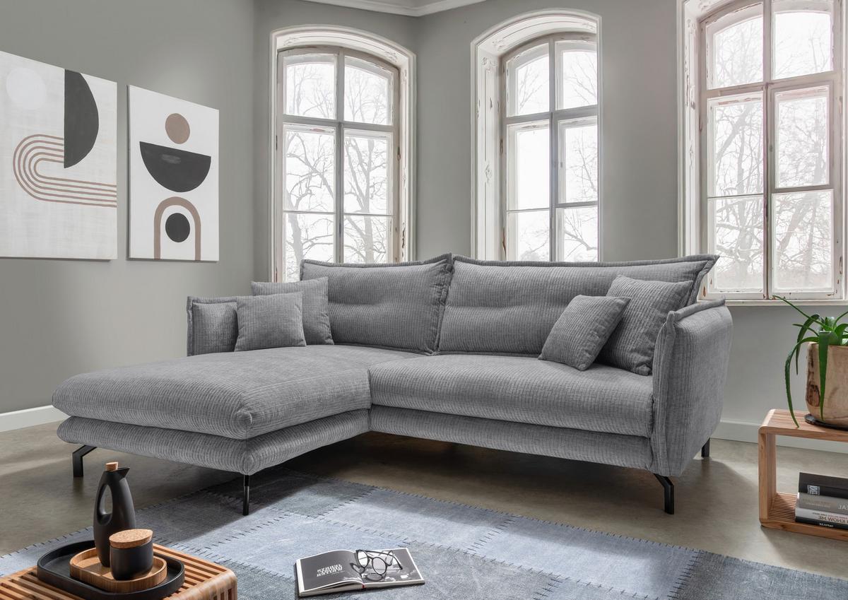 Ecksofa Lava - Schwarz/Grau, Design, Textil (180/255cm) - Livetastic