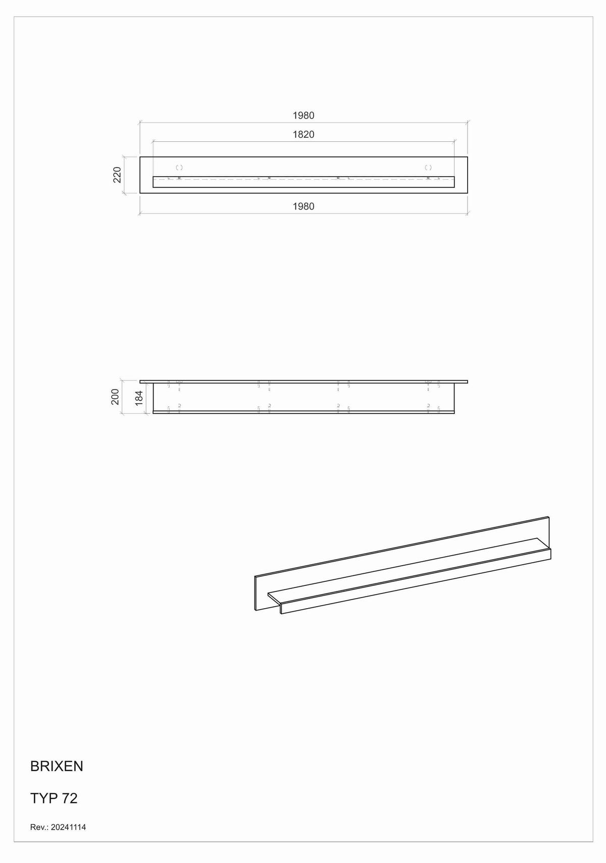 Wandboard Brixen Weiß/Eichefarben B: 198cm - Eichefarben/Weiß, Design, Holzwerkstoff (198/21/20cm) - MID.YOU