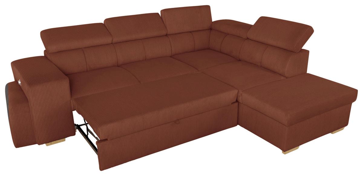 Ecksofa Sirius L terracotta, 267x218cm - Eichefarben/Terracotta, KONVENTIONELL, Holz/Holzwerkstoff (267/218cm)