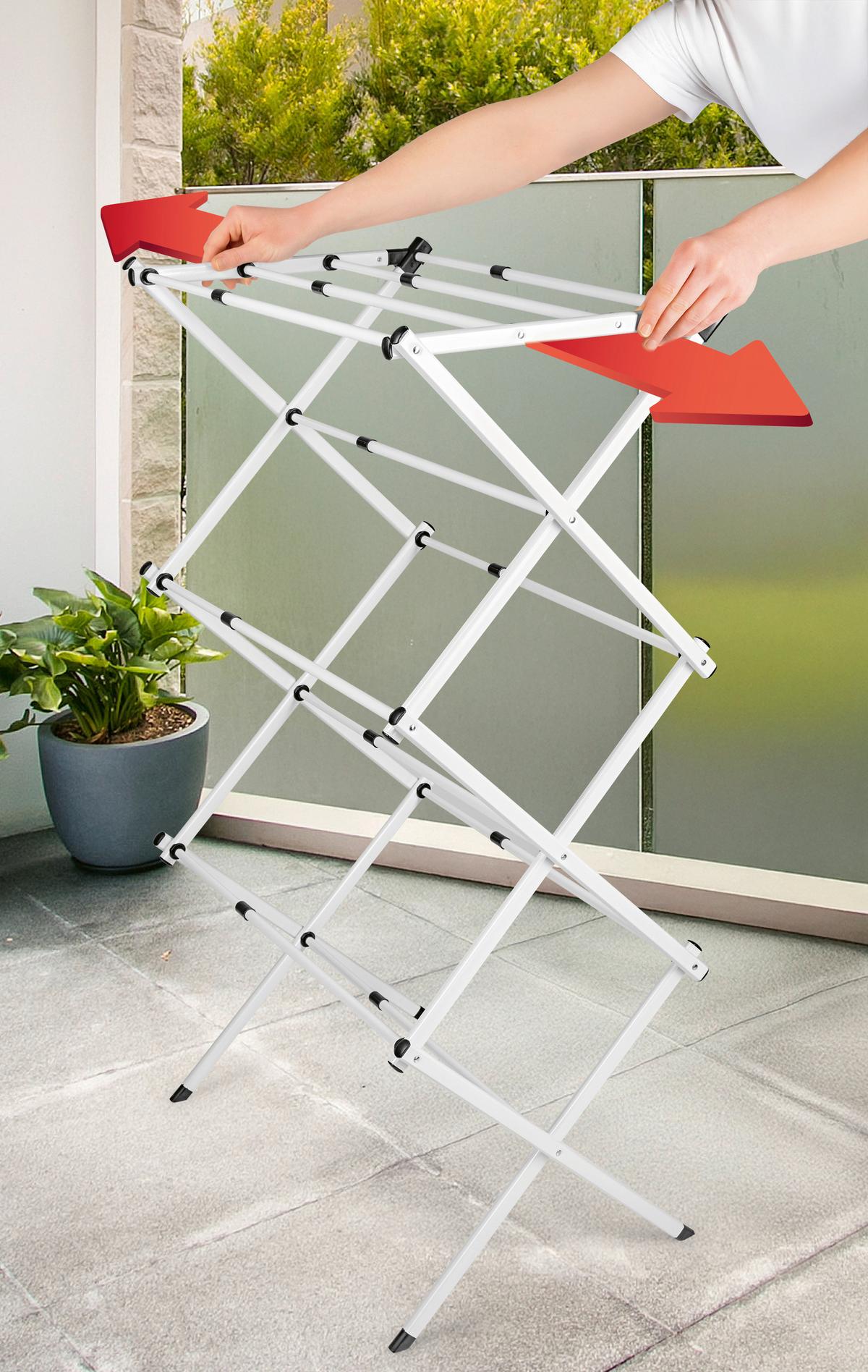 Wäscheständer Easymaxx Weiß, LxBxH: 75x37x104 cm - Weiß, Basics, Kunststoff/Metall (75/37/104cm)