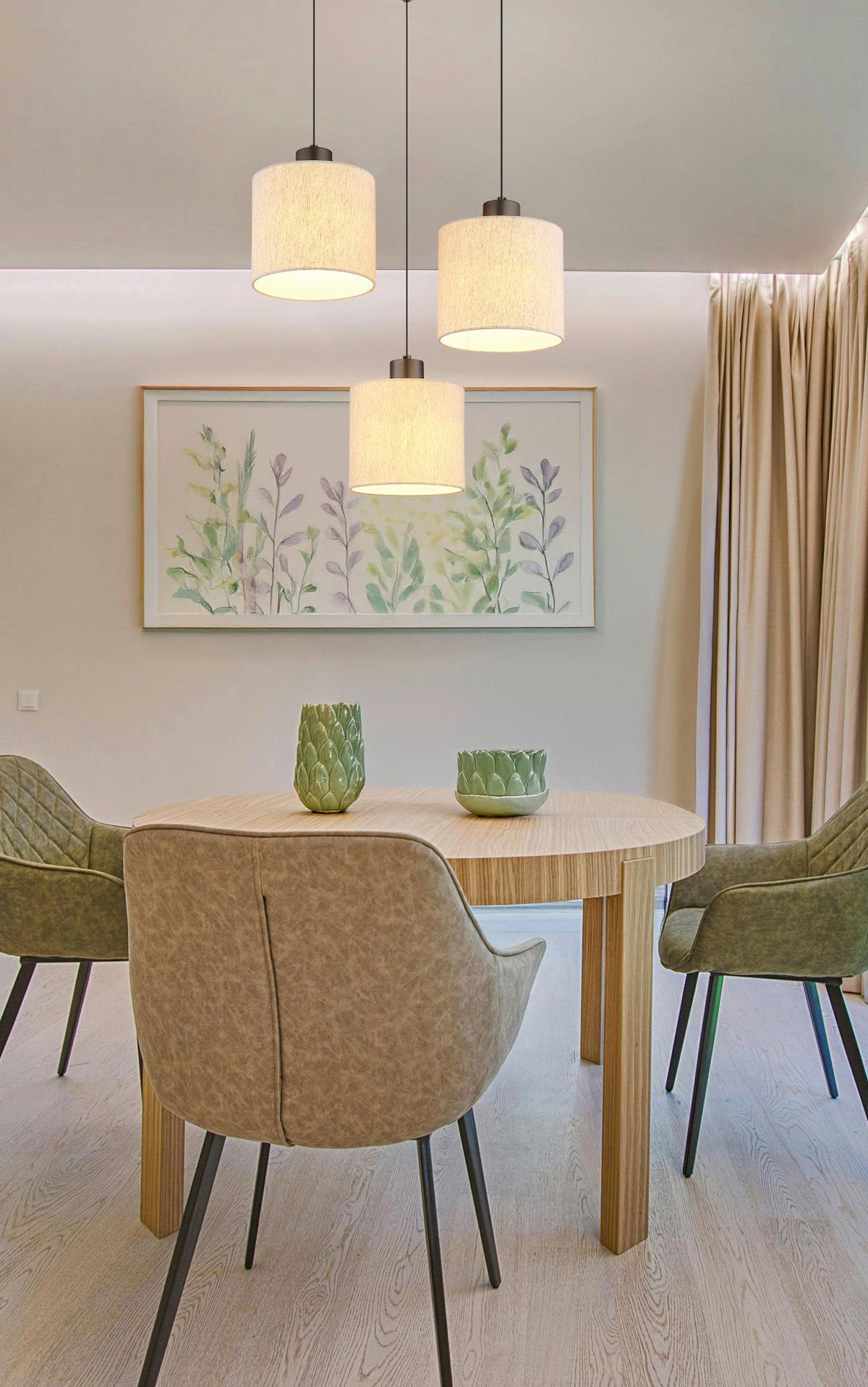 Led-hängeleuchte 3000k, Warmweiß - Schwarzchrom/Creme, Design, Kunststoff/Textil (49/180cm) - Globo