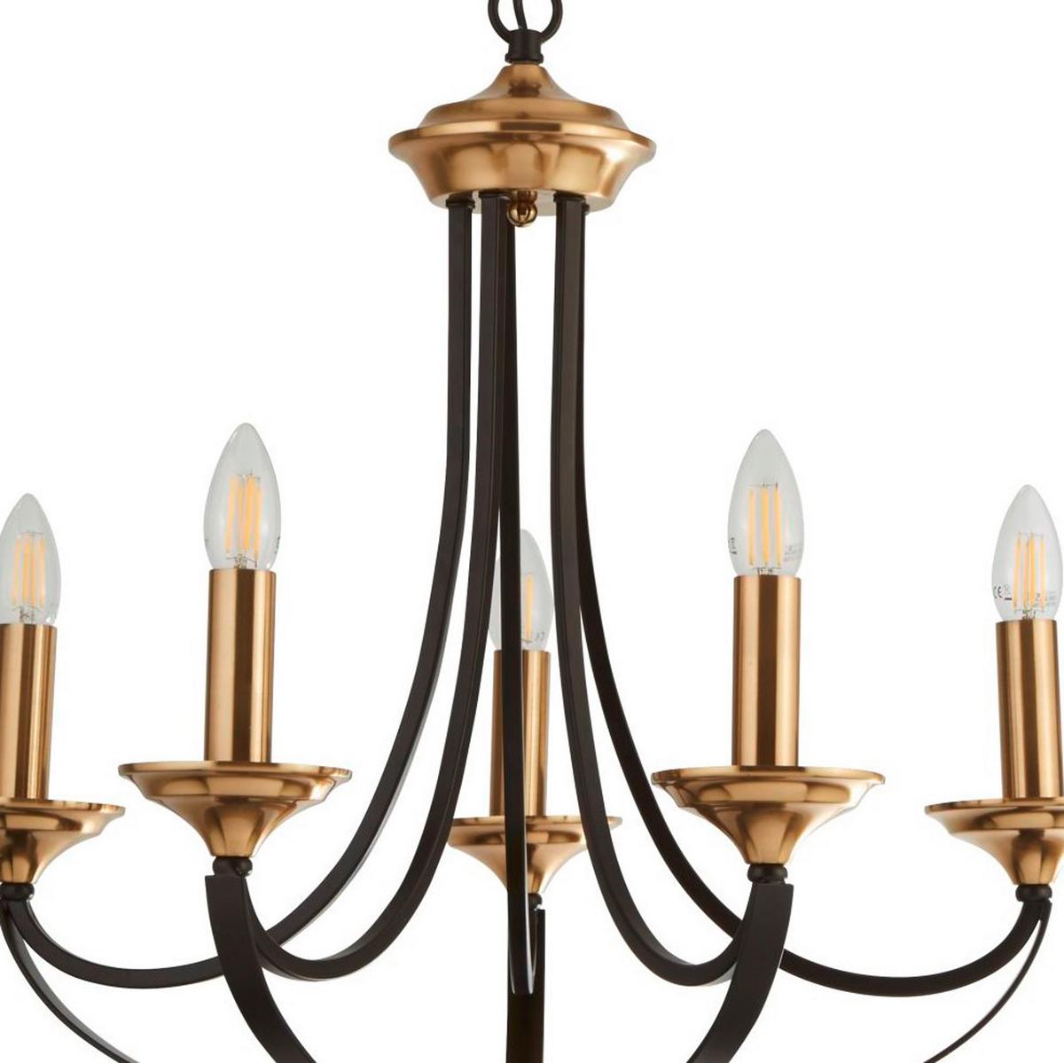 Hängeleuchte Belfry 5lt 1845-5bz - Braun/Bronzefarben, Trend, Metall (58/58/62cm)
