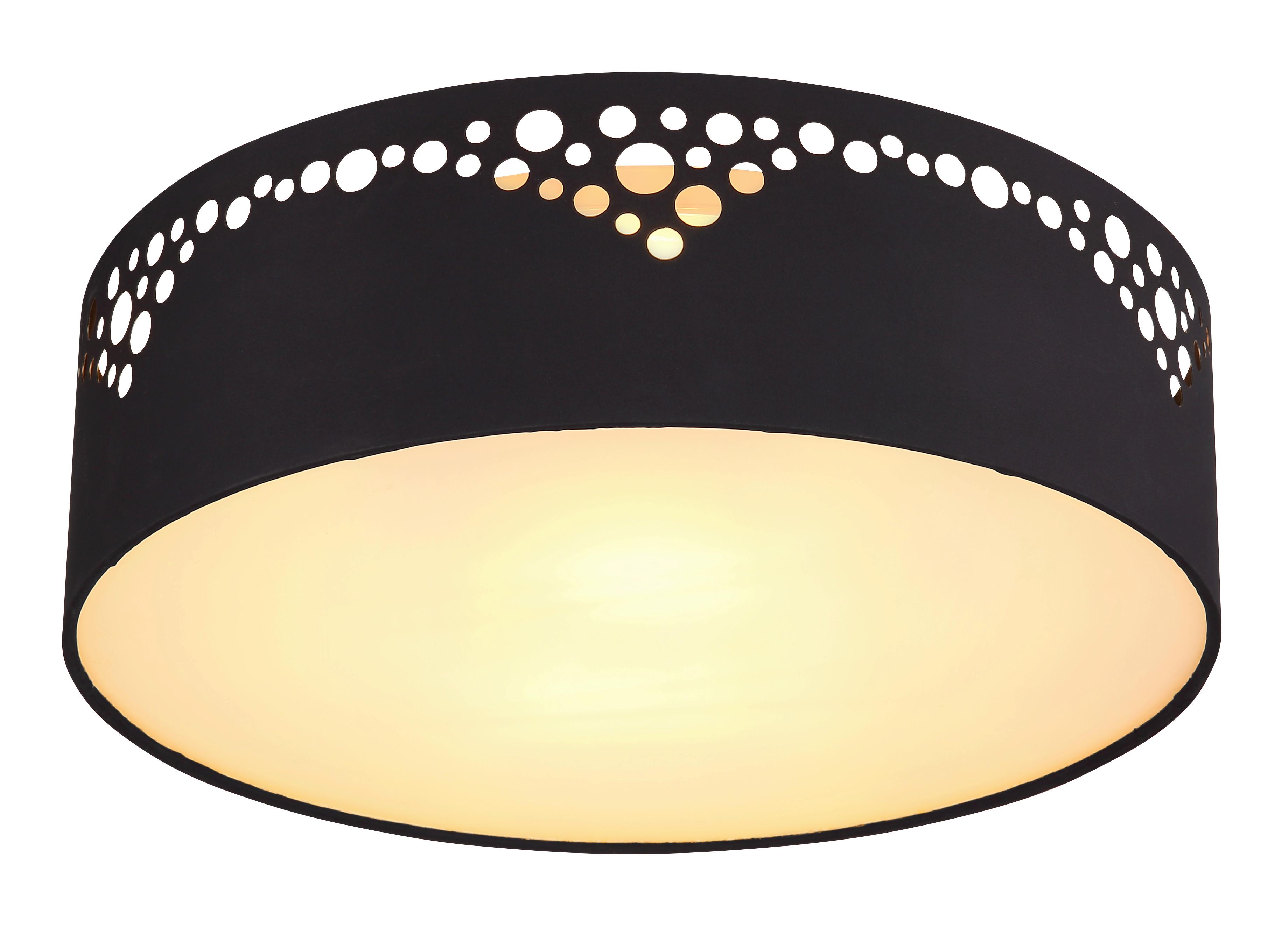 Deckenleuchte Ø 35 cm 2-Flammig - Goldfarben/Opal, Design, Kunststoff/Textil (35/10cm) - Globo