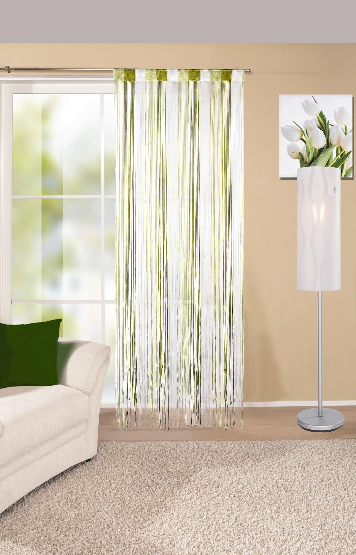 Fadenvorhang + Stangendurchzug Rita 90x245 cm Grün/Weiß - Dunkelgrün/Weiß, KONVENTIONELL, Textil (90/245cm) - Luca Bessoni