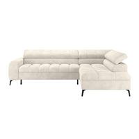 Ecksofa mit Schlaffunktio Volf cremefarben 261x203 cm - Creme/Schwarz, Trend, Kunststoff/Textil (261/203cm)