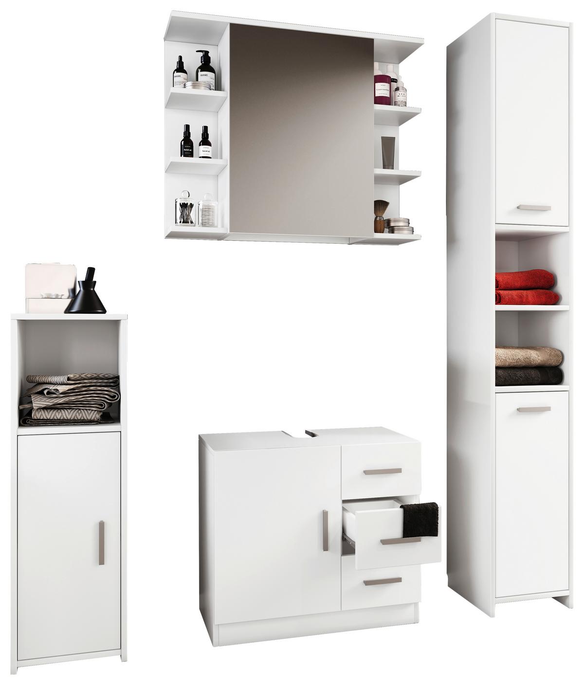 Badmöbel-Set 4-Tlg. Zalo B: 140 cm Weiß - Weiß, MODERN, Holzwerkstoff (120cm) - MID.YOU
