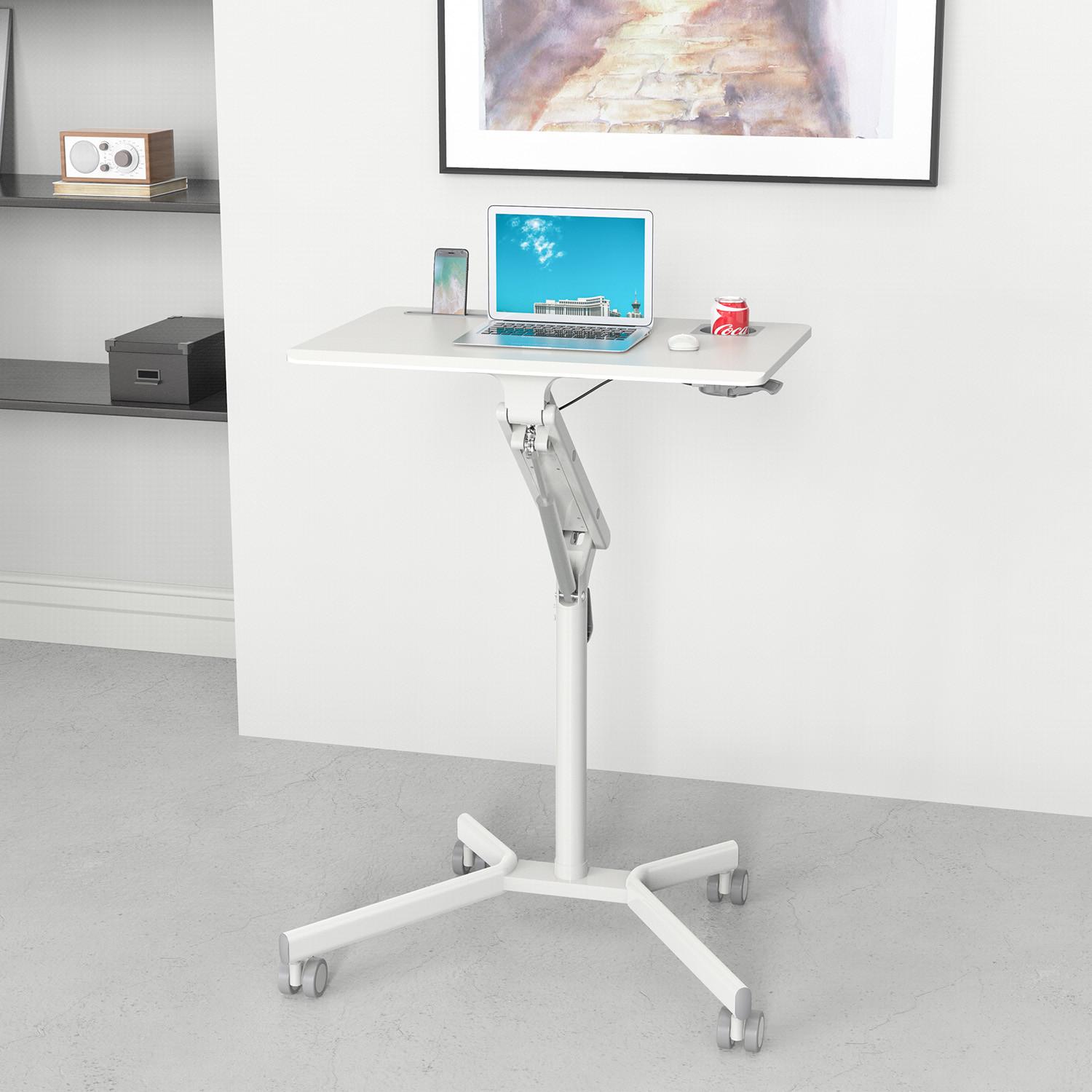 Stehschreibtisch Stand Vm-Su höhenverstellbar Weiß - Weiß, Basics, Holzwerkstoff/Kunststoff (77/73-105/57cm) - MID.YOU