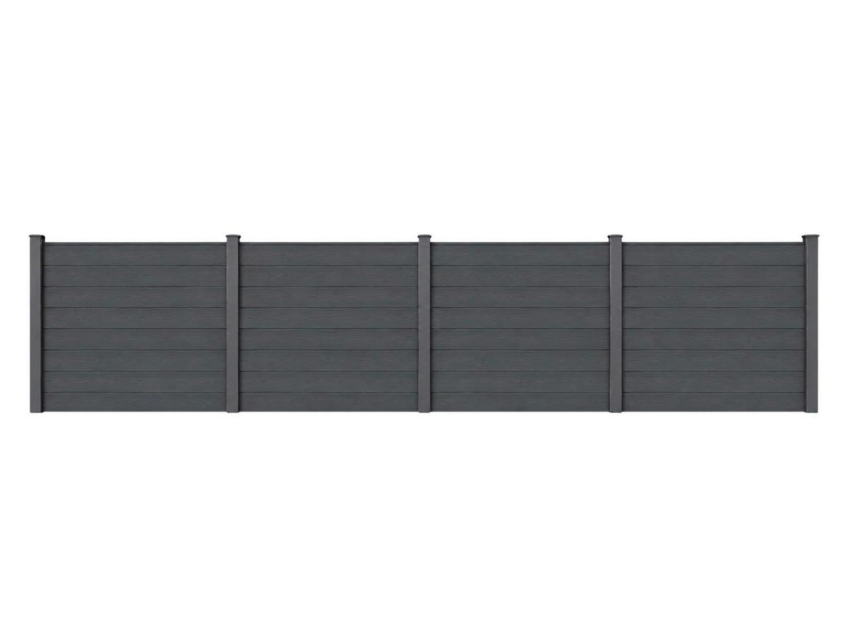 WPC Sichtschutz CARACAS grau, ca.960x10x170cm - Anthrazit, Basics, Kunststoff (960/10/170cm)