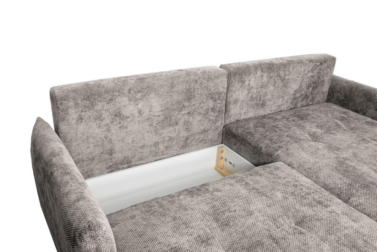 Rohová sedačka POLIS, obojstranná, sivohnedá - čierna/taupe, Modern, kov/textil (221/142cm) - Based