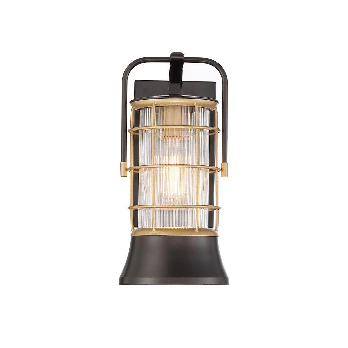 Kültéri Falilámpa Qn-Rivamar-S-Blk-Gd - többszínű, Konventionell, üveg/fém (33,5/15,3/18,4cm) - Elstead Lighting