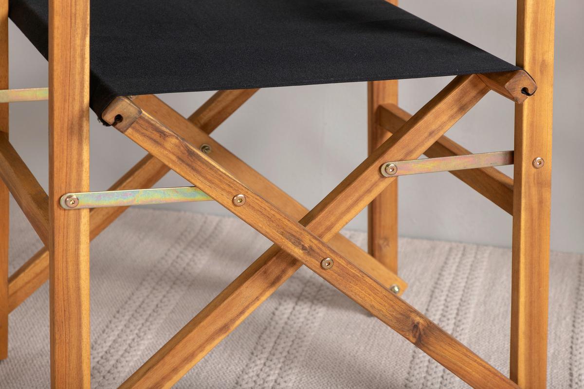 Klappstuhl Marion - Schwarz/Akaziefarben, KONVENTIONELL, Holz/Textil (53/90/55cm) - Gardenson