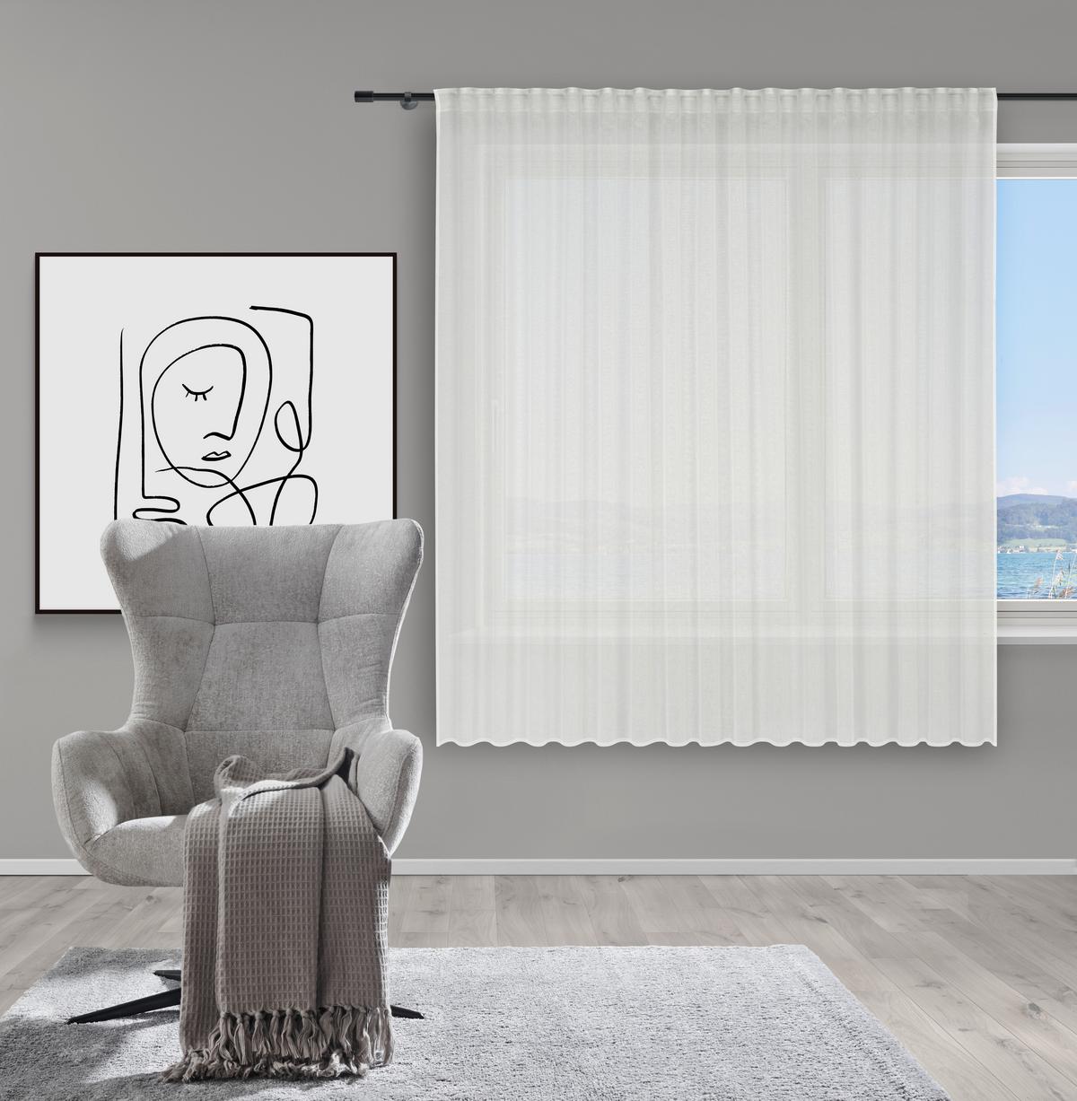 KUSOVÁ ZÁCLONA SIGRID STORE 2 - biela, Konventionell, textil (300/175cm) - Premium Living