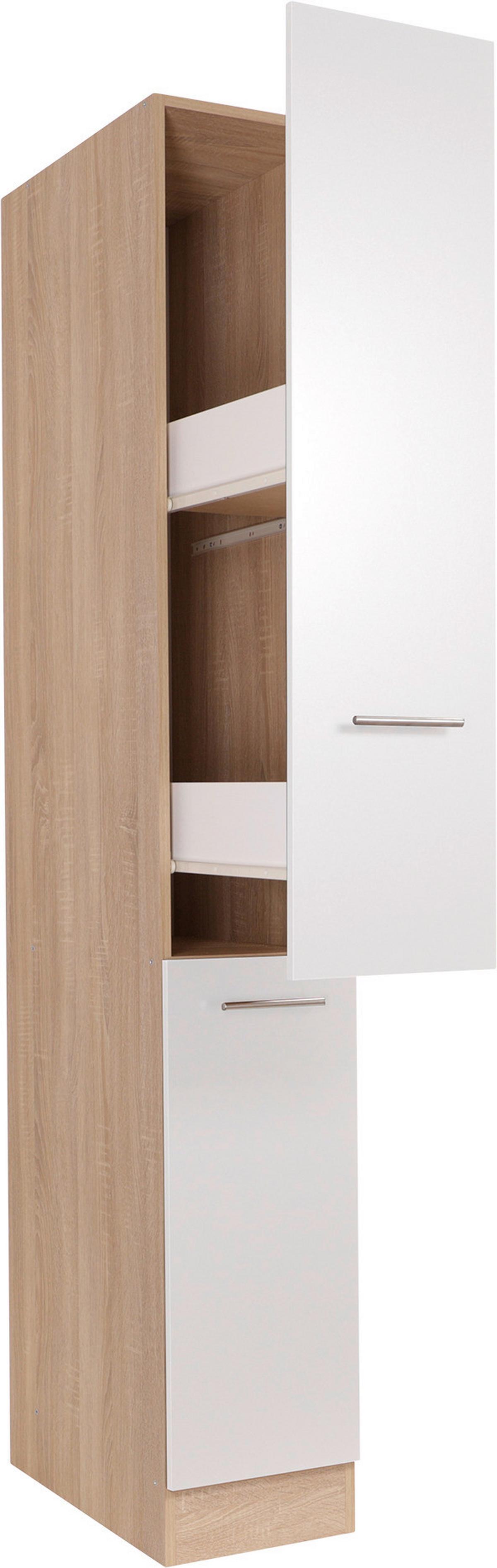 Apothekerschrank Merle Weiß, Eiche Dekor B:30cm - Eichefarben/Weiß, Basics, Holzwerkstoff (30/200/60cm) - Respekta