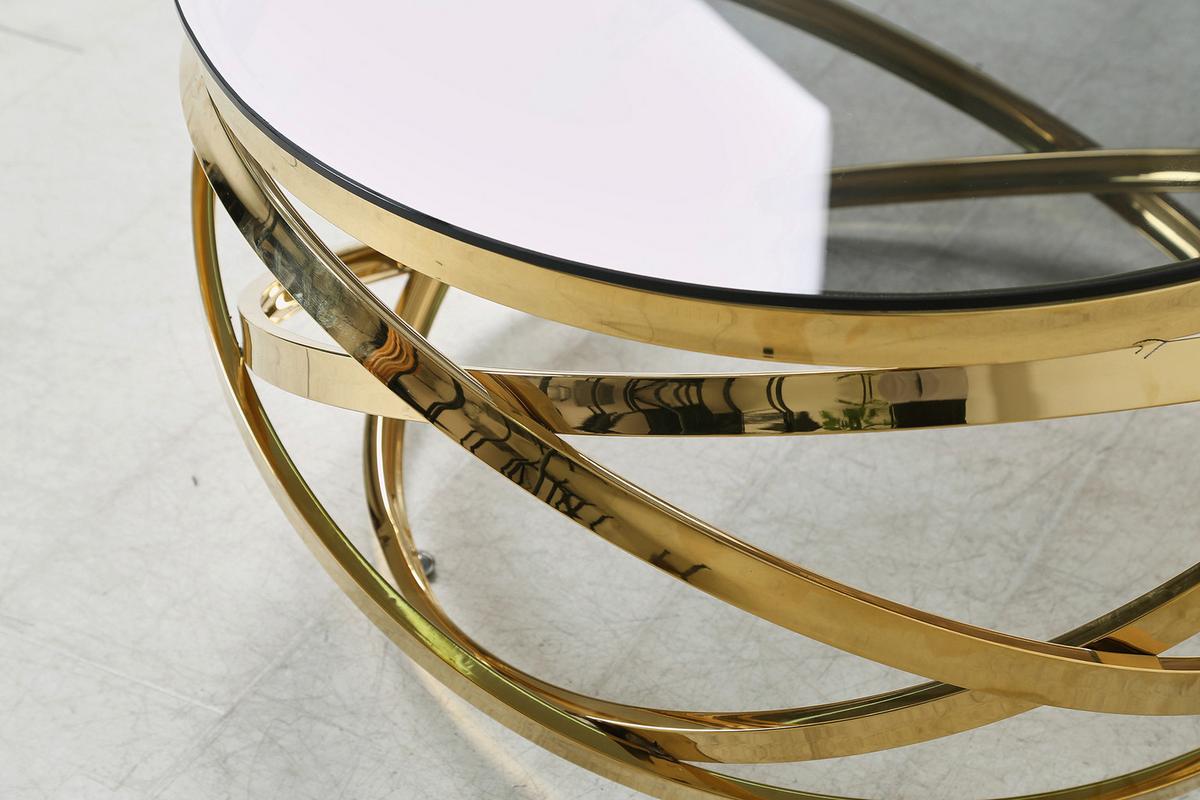 Couchtisch Grau, Goldfarben L: 80 Cm - Goldfarben/Grau, Design, Glas/Metall (80/80/42cm) - Livetastic