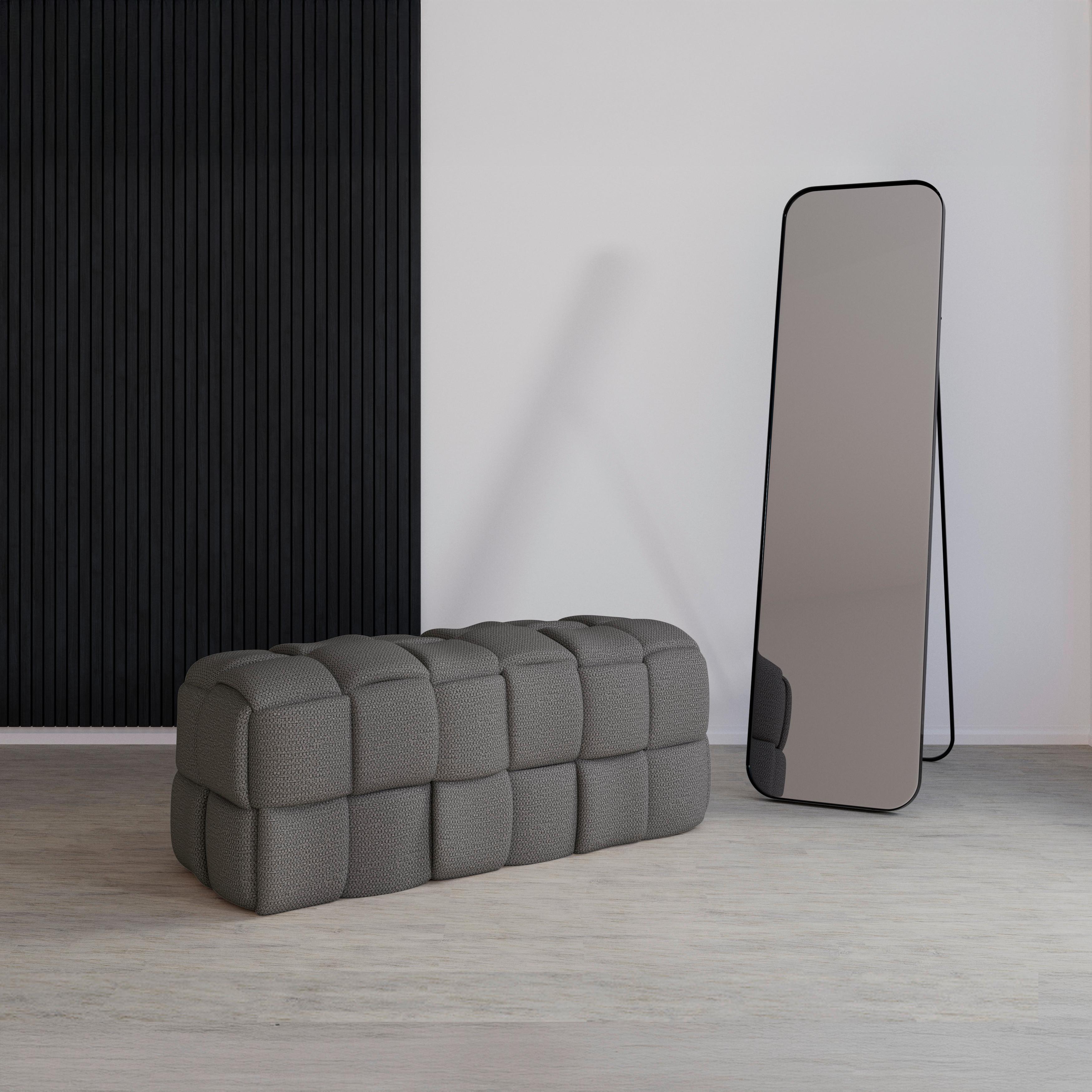 Moderná lavica ELLA tmavosivá, buklé - čierna/tmavosivá, Modern, drevo/textil (110/45/45cm) - Bessagi Home