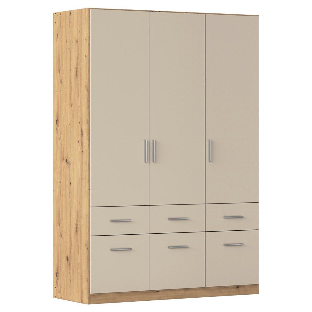 Drehtürenschrank m. Schubladen 136 cm Celle, Champagner/Eiche